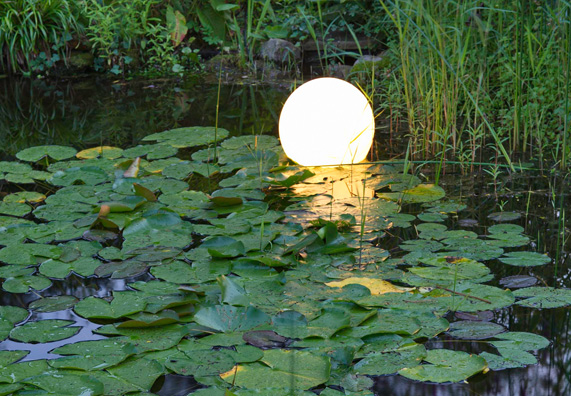Illuminazione in un laghetto da giardino
