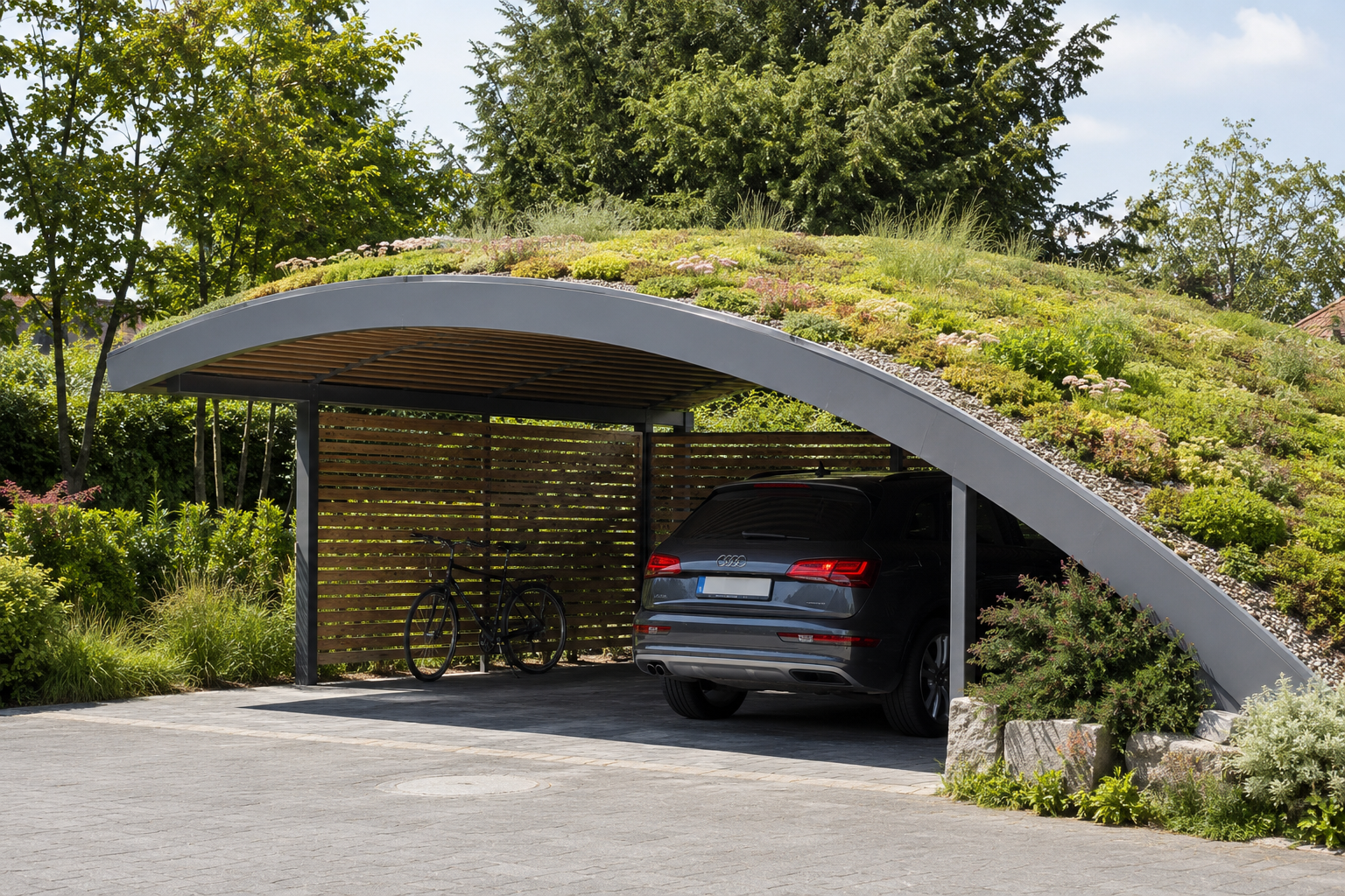 Carport als Hobbithaus