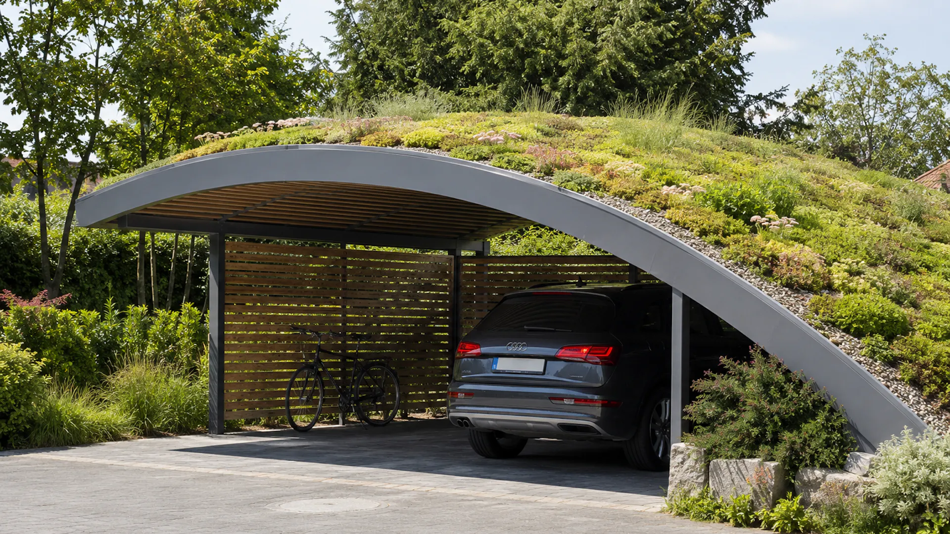 Carport als Hobbithaus