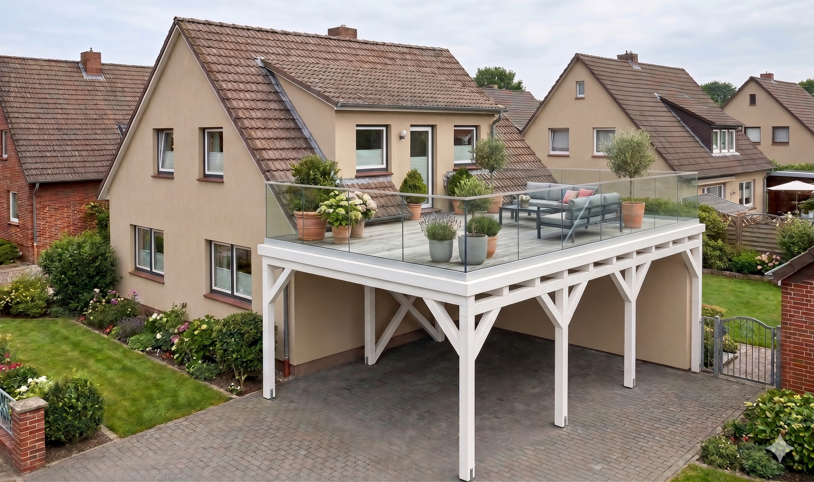 Carport mit Dachterrasse