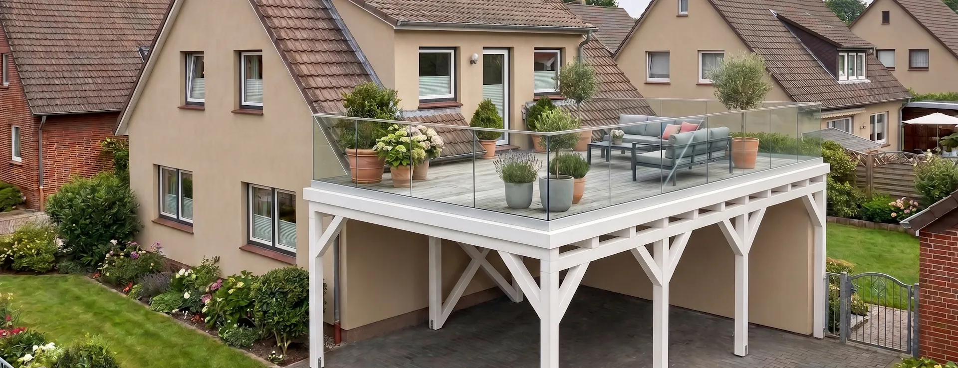 Carport mit Dachterrasse