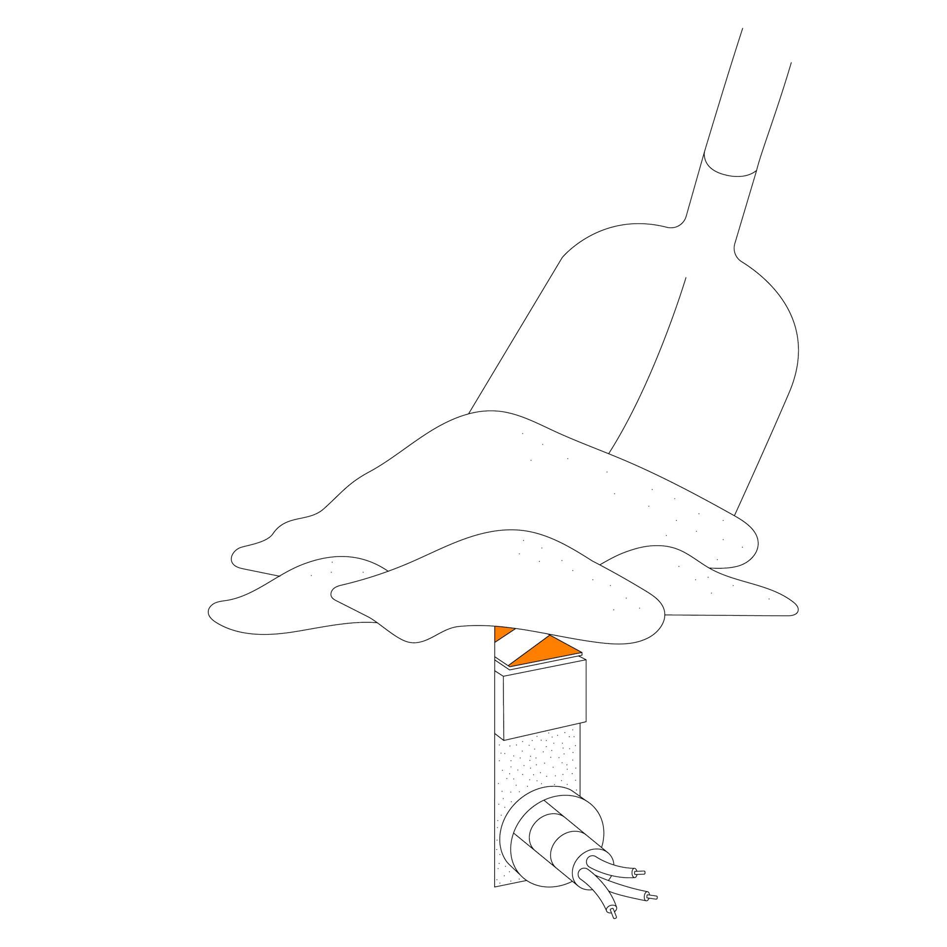 Querschnitt von Boden mit einem mit Sand bedeckten Erdkabel