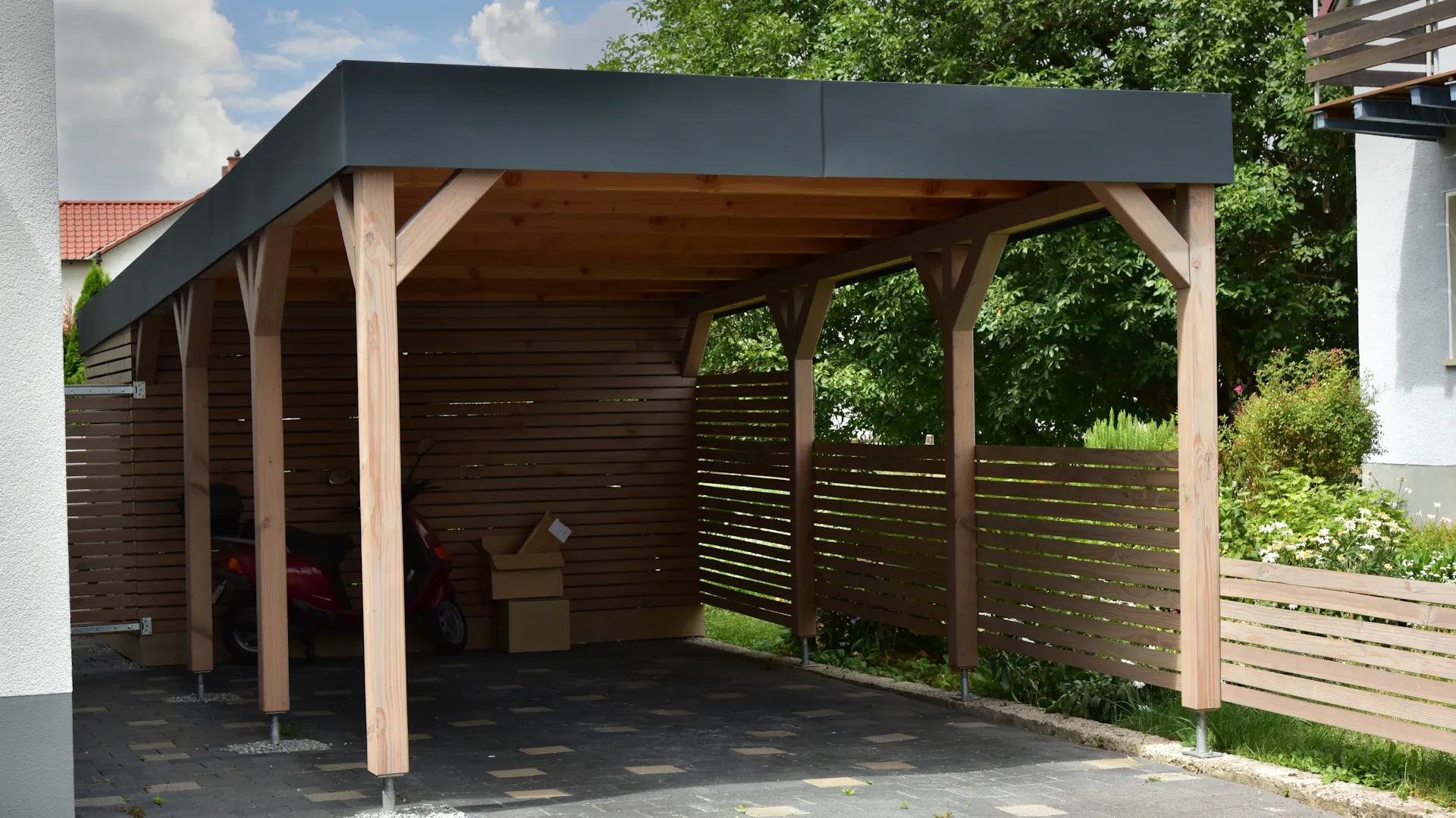 Carport mit Punktfundament