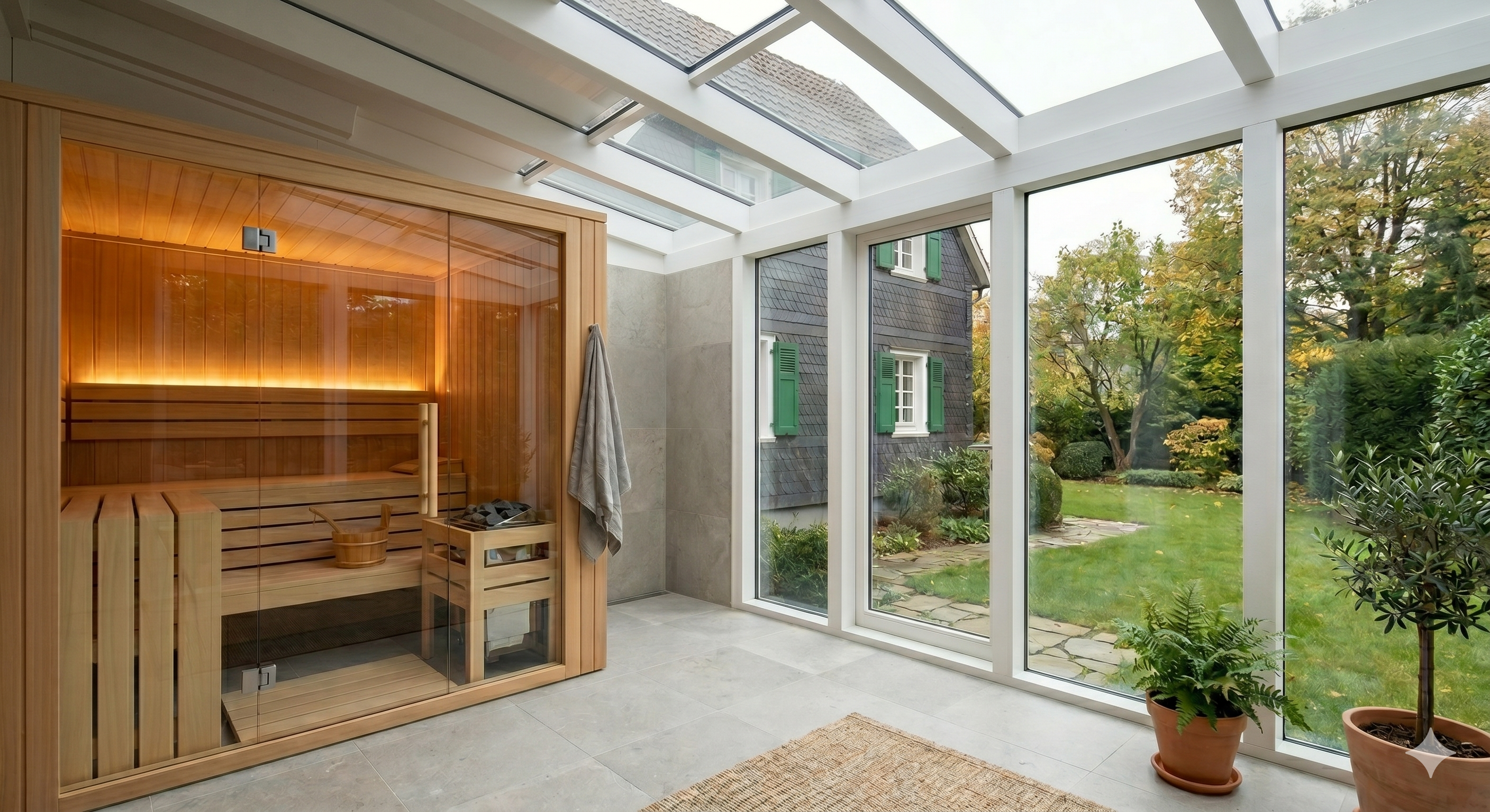 Sauna im Wintergarten