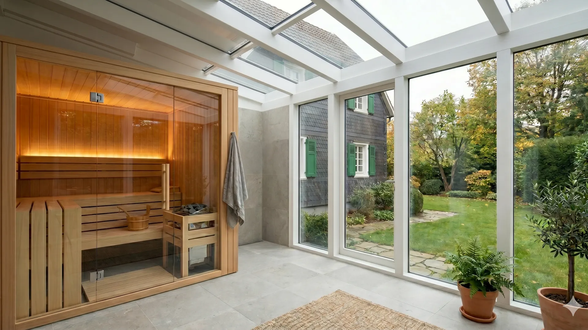 Sauna im Wintergarten