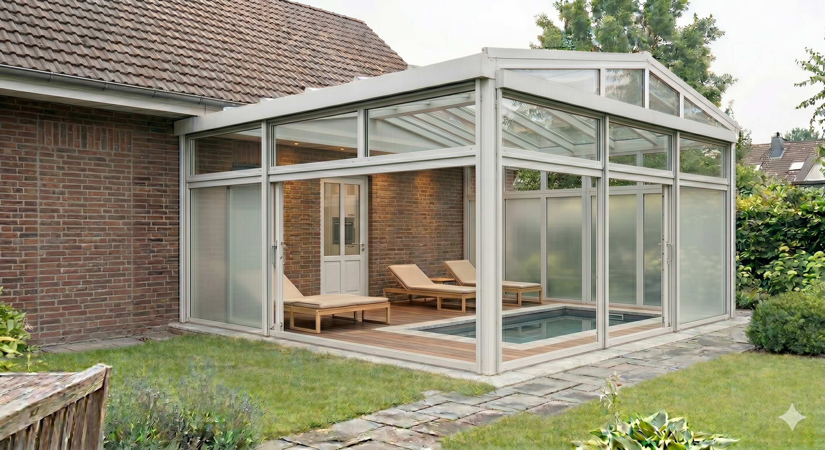 kleiner Sommergarten mit Pool