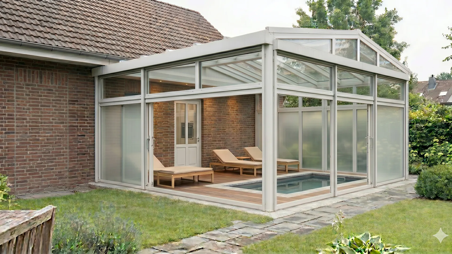 kleiner Sommergarten mit Pool