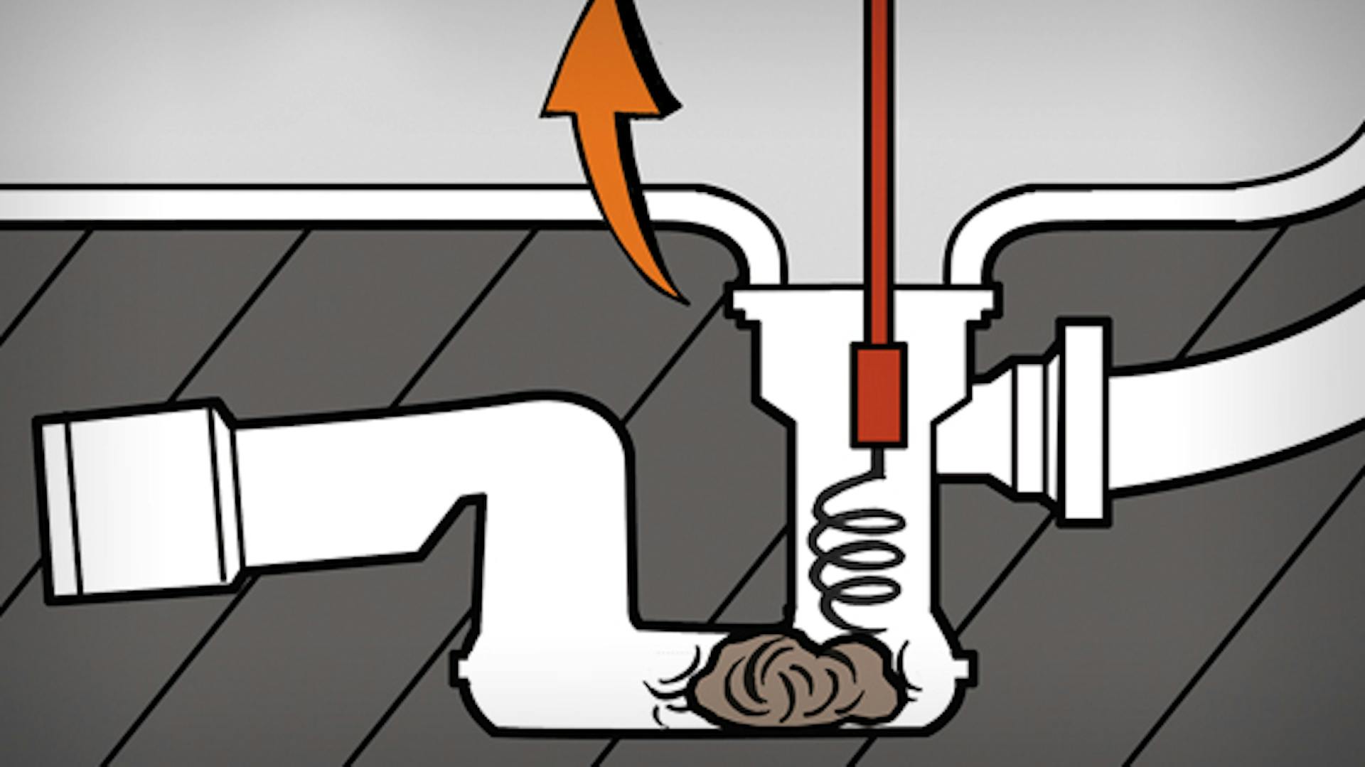 Valaki csőtisztító spirállal tisztít ki egy lefolyót.