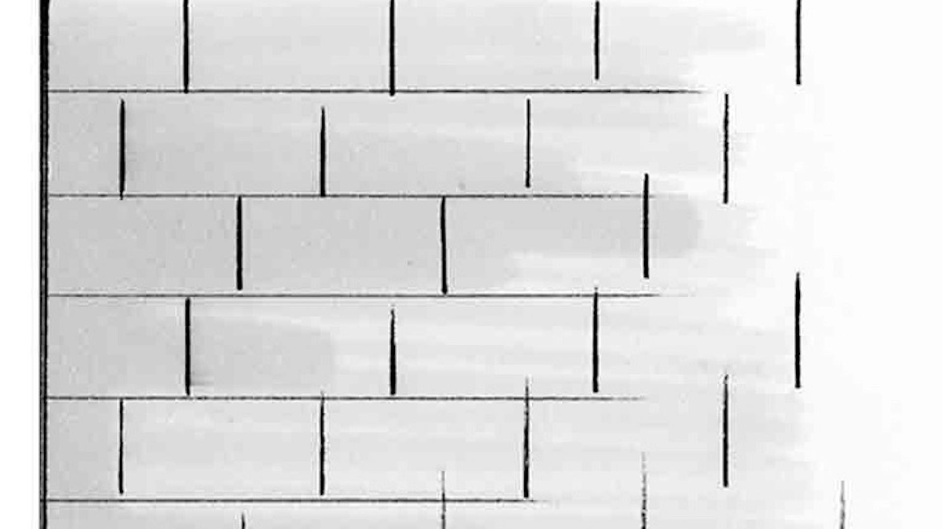 Skizze von rechteckigen Wandfliesen im Drittel- und Viertelverband verlegt.