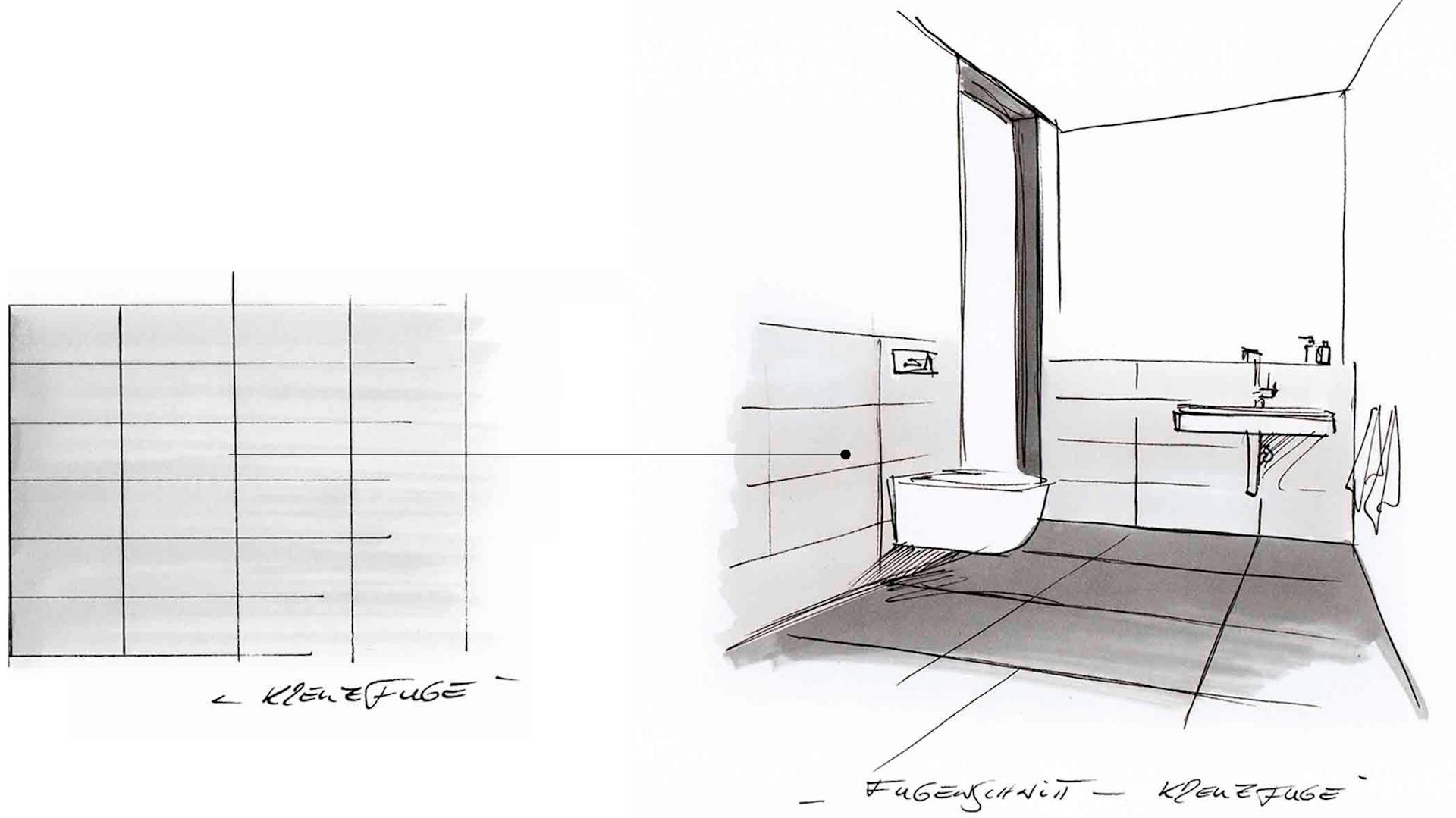 Skizze zum Verlegemuster Kreuzfuge.