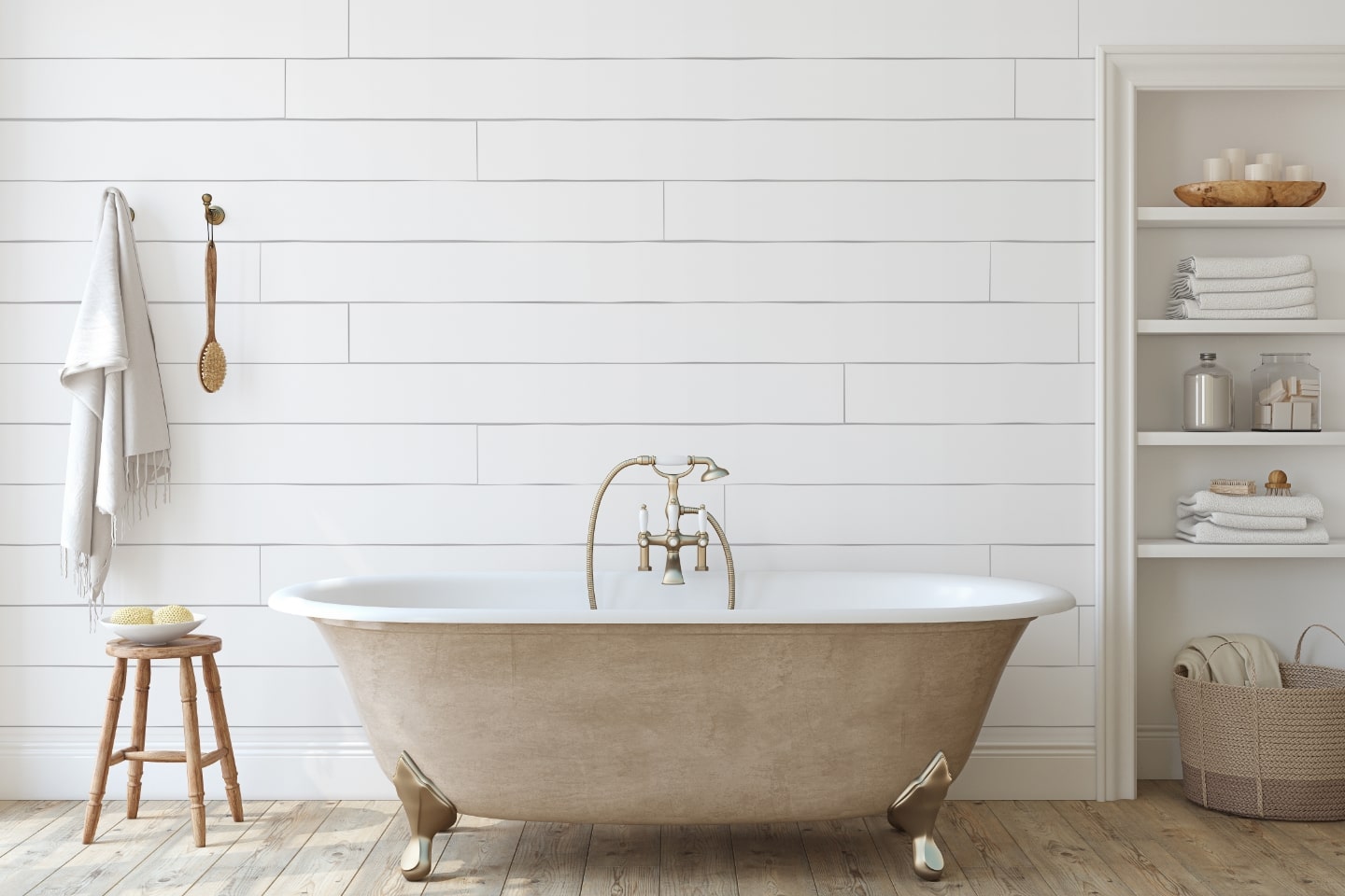 Design-Badewanne in beige.