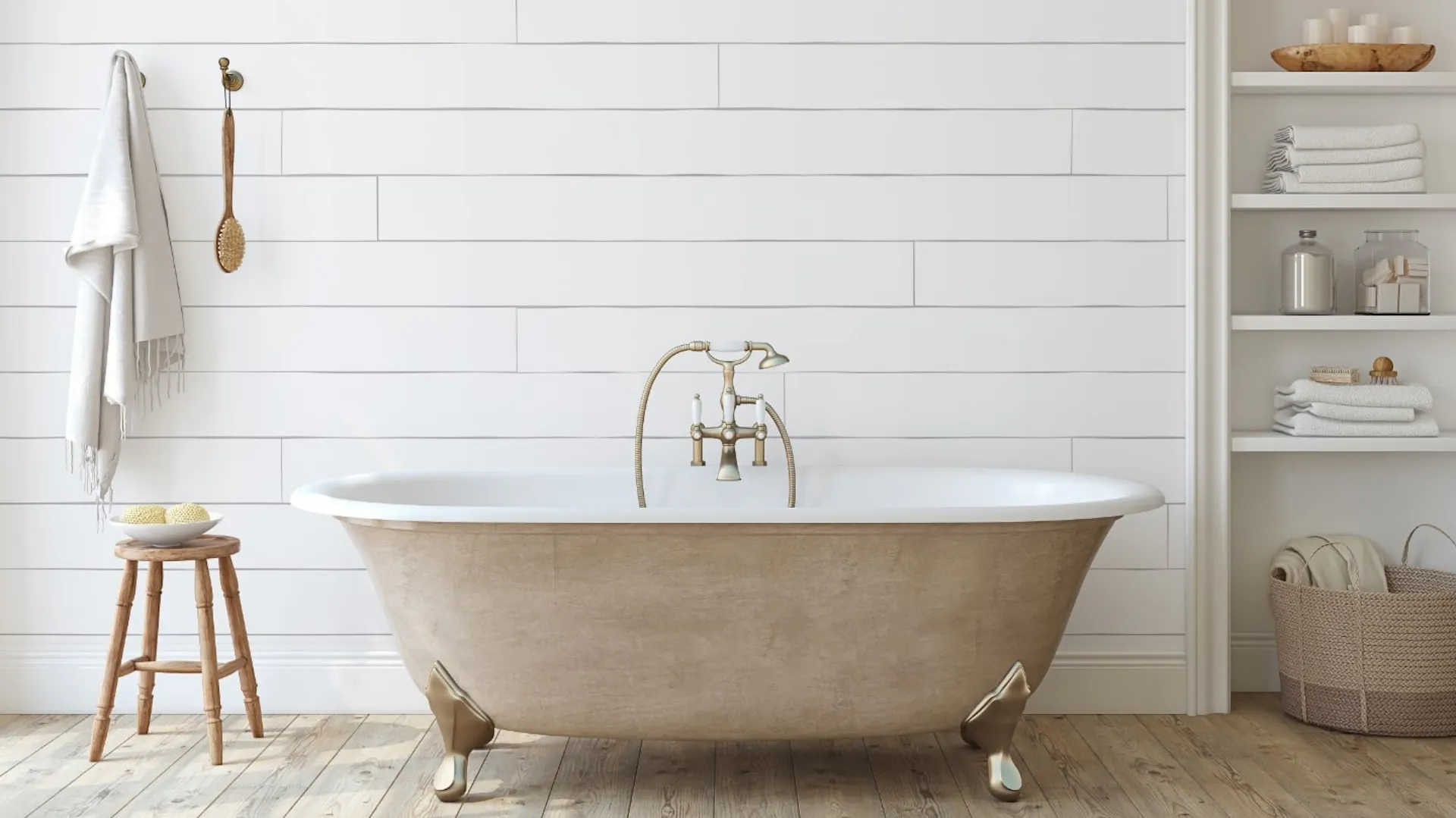 Design-Badewanne in beige.