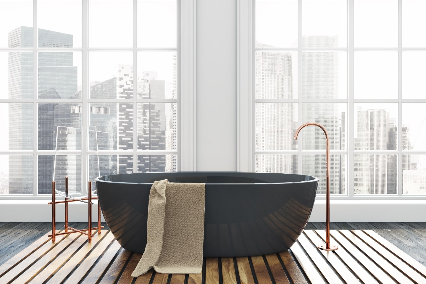 Graue Design-Badewanne