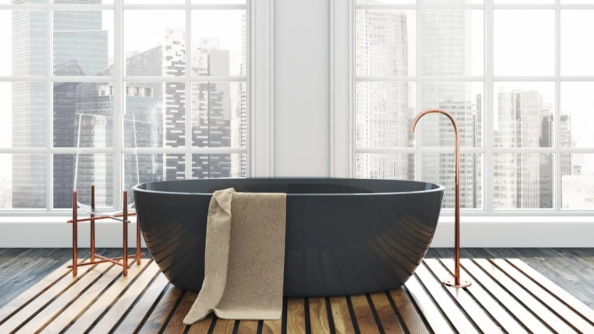 Graue Design-Badewanne