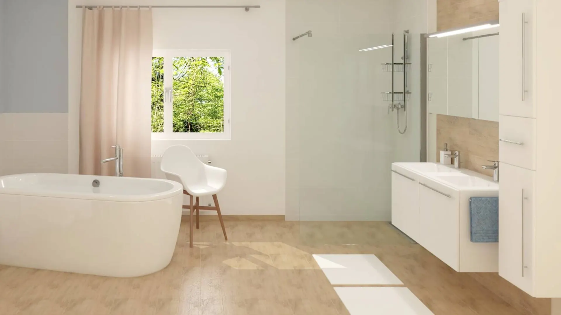 Familienbad mit bodengleicher Dusche.