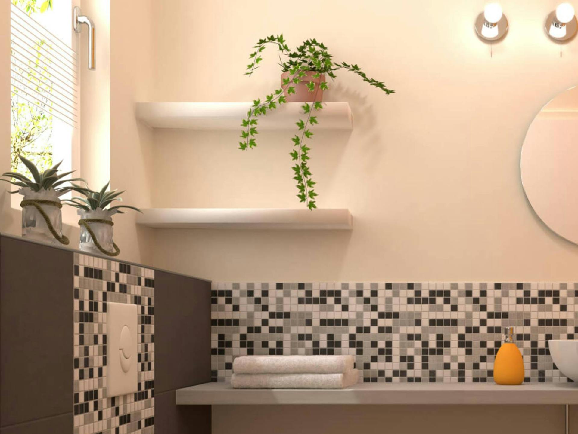 Gäste WC mit Kunstpflanzen