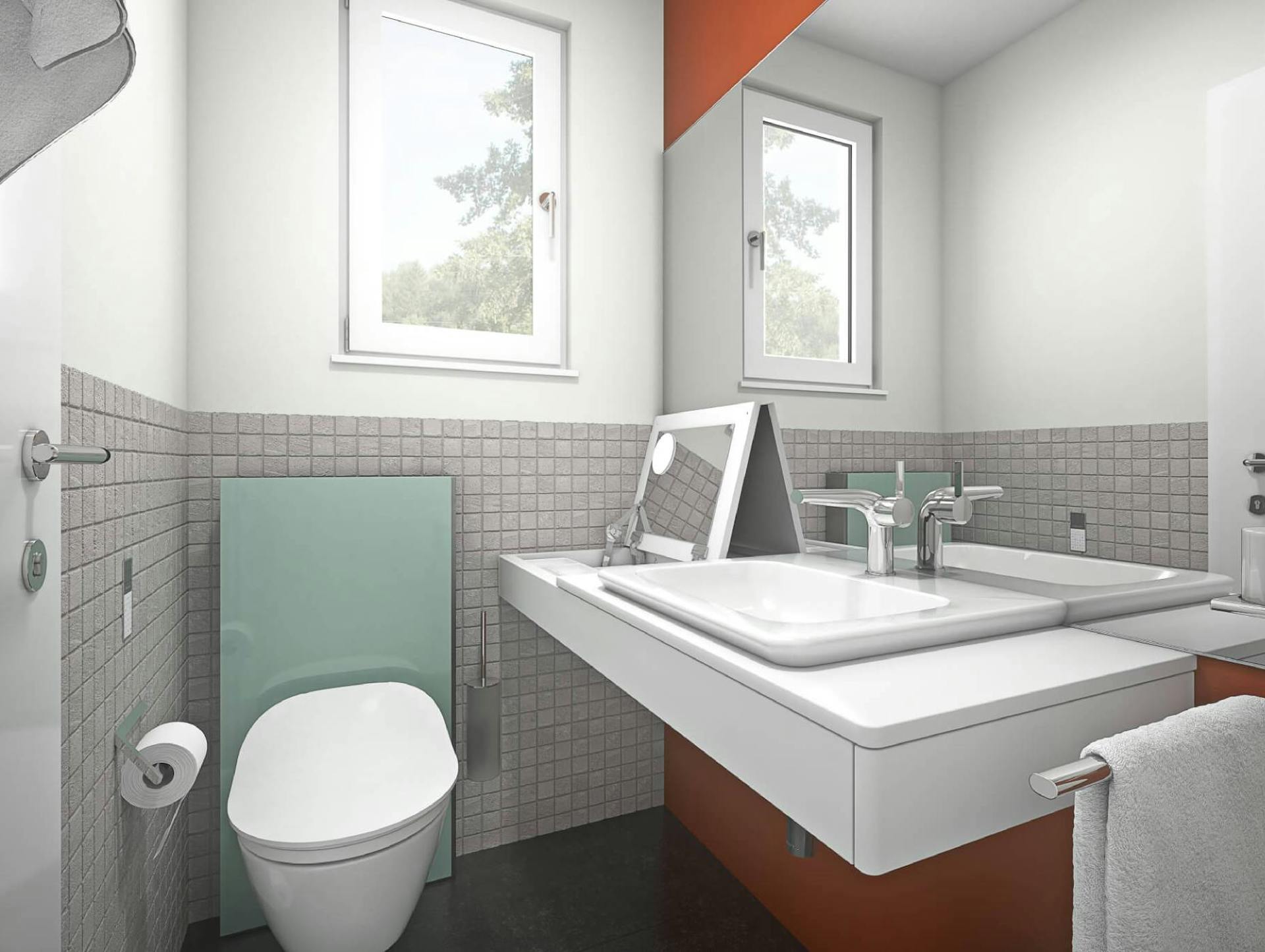 Gäste WC mit großem Spiegel