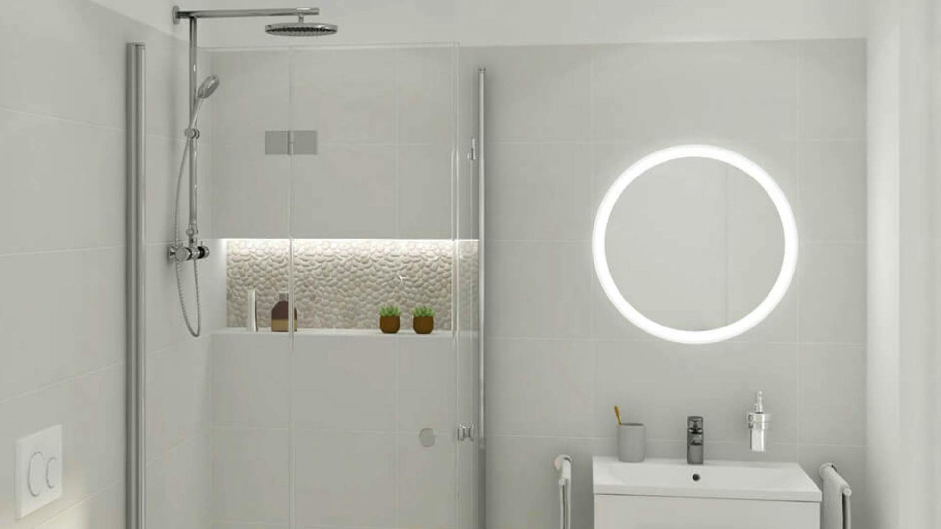 Kis fürdőszoba ötletek megvilágított tükörrel