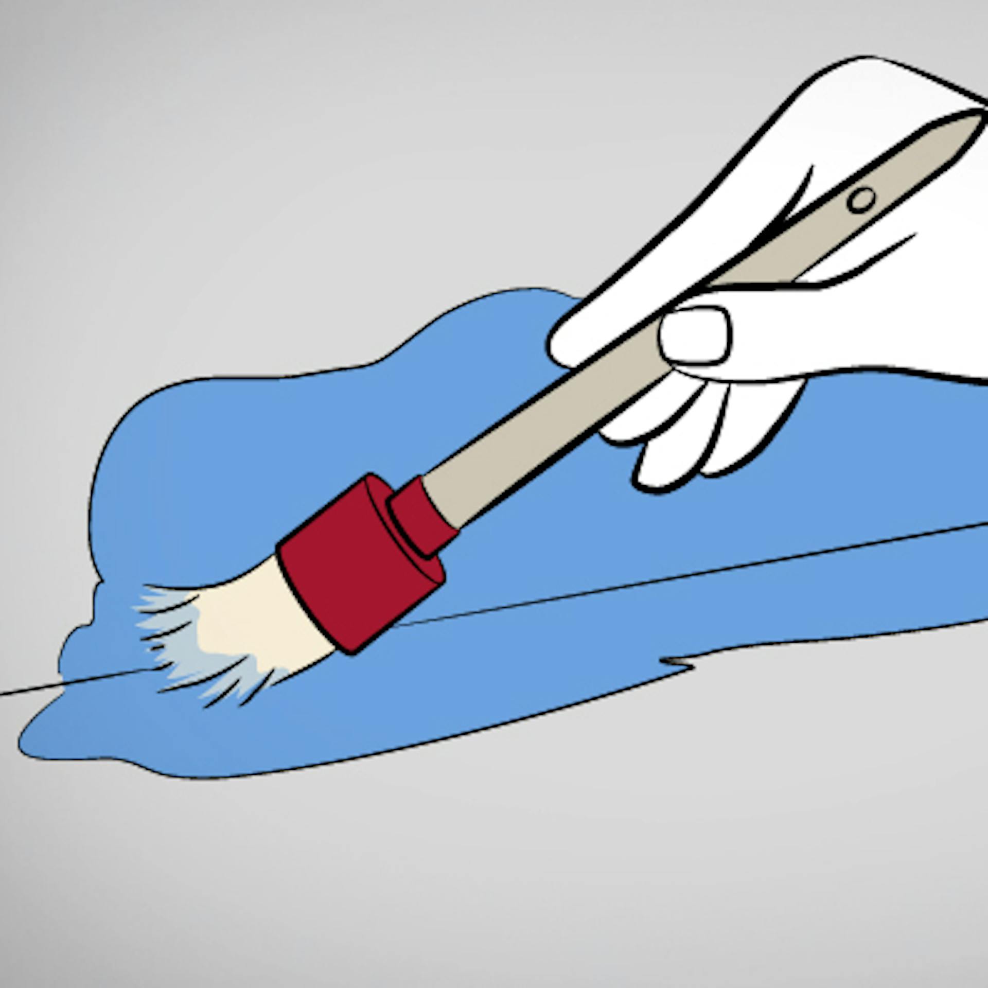 Der Abdichtungsanstrich wird per Pinsel oder Farbrolle flächendeckend in der Nasszelle aufgetragen.