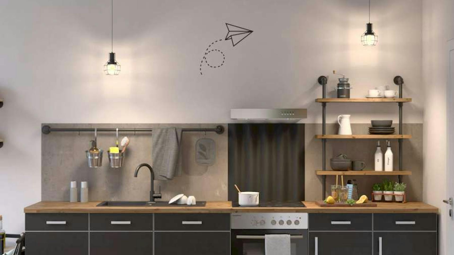 Küchenzeile im Industrialstil