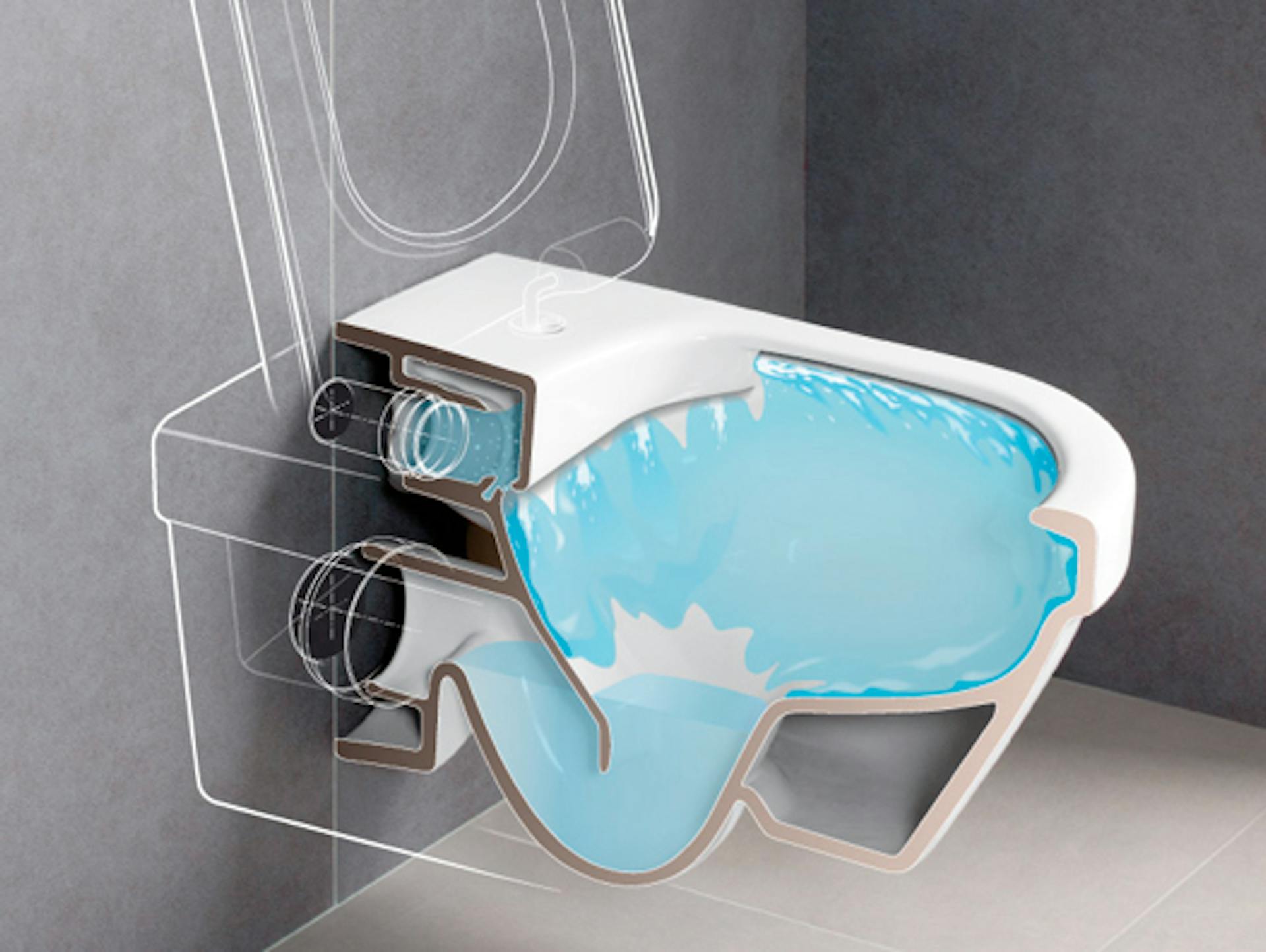 WC mit Tiefspüler mit Wasseranimation