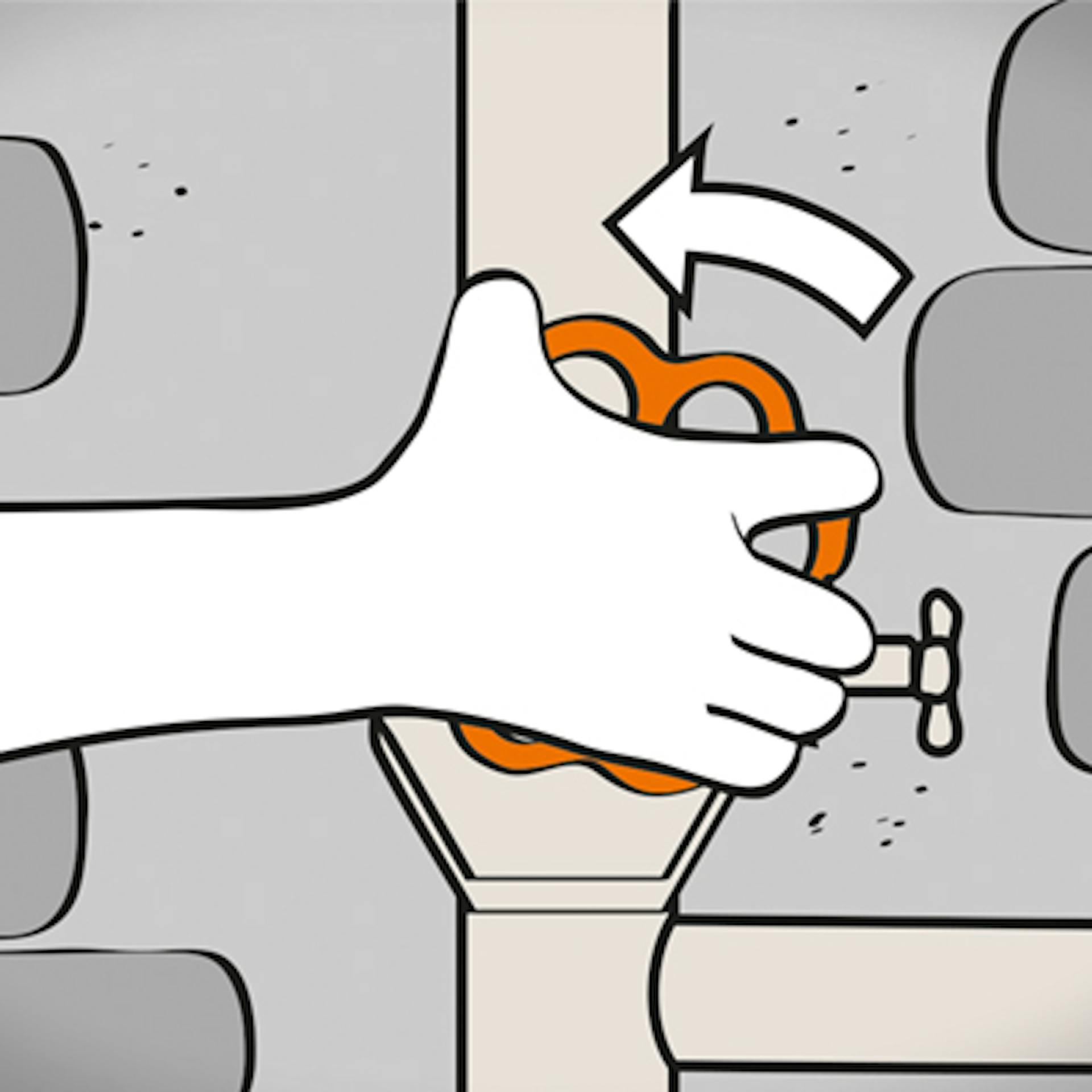 Heimwerker dreht Wasserzufuhr ab, um Waschtischarmatur zu montieren.