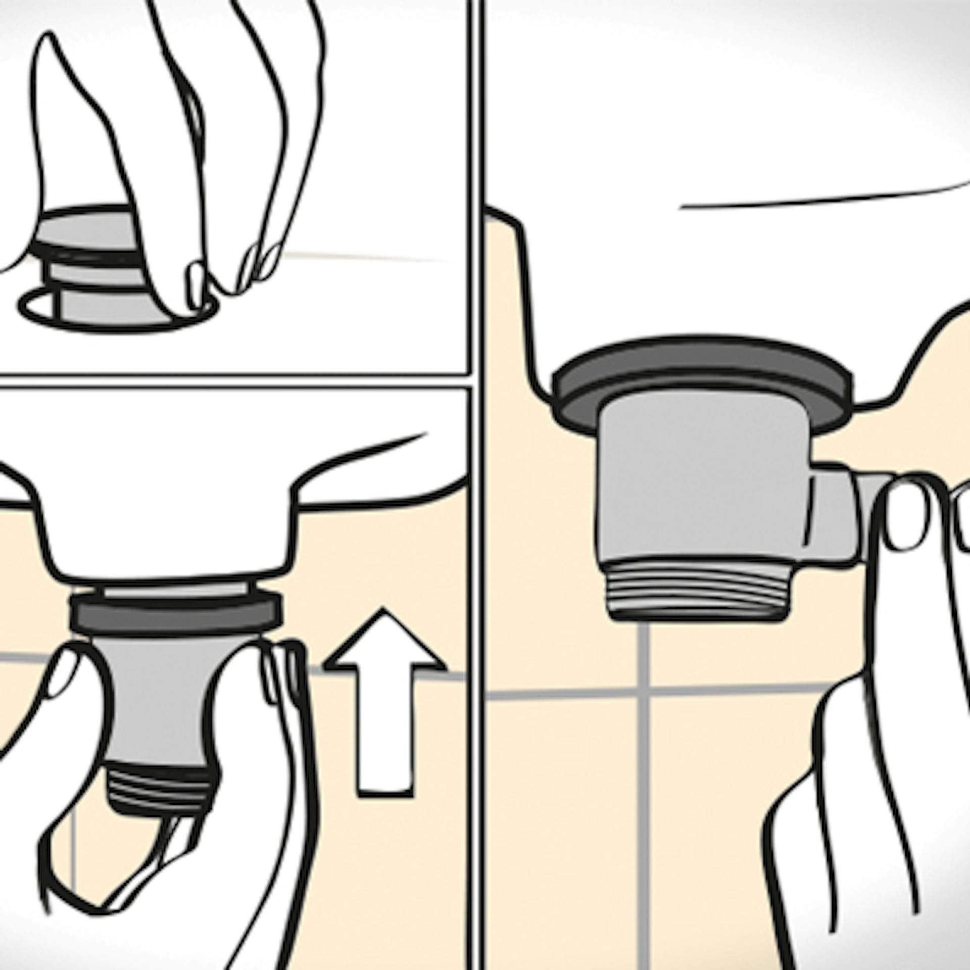 Heimwerker montiert Ablaufventil am Waschbecken.