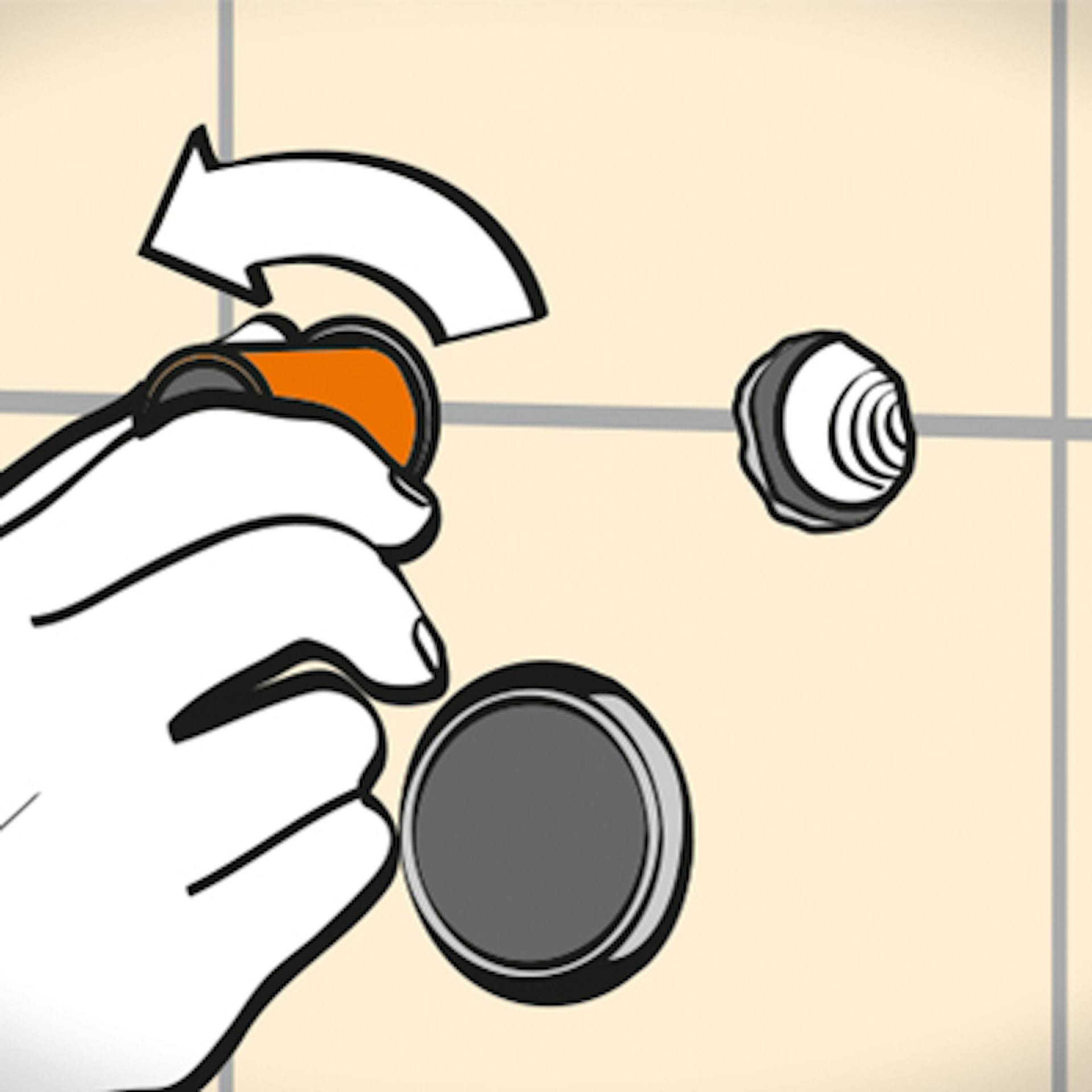 Heimwerker entfernt Verschlussstopfen der Warm- und Kaltwasserzuleitung.