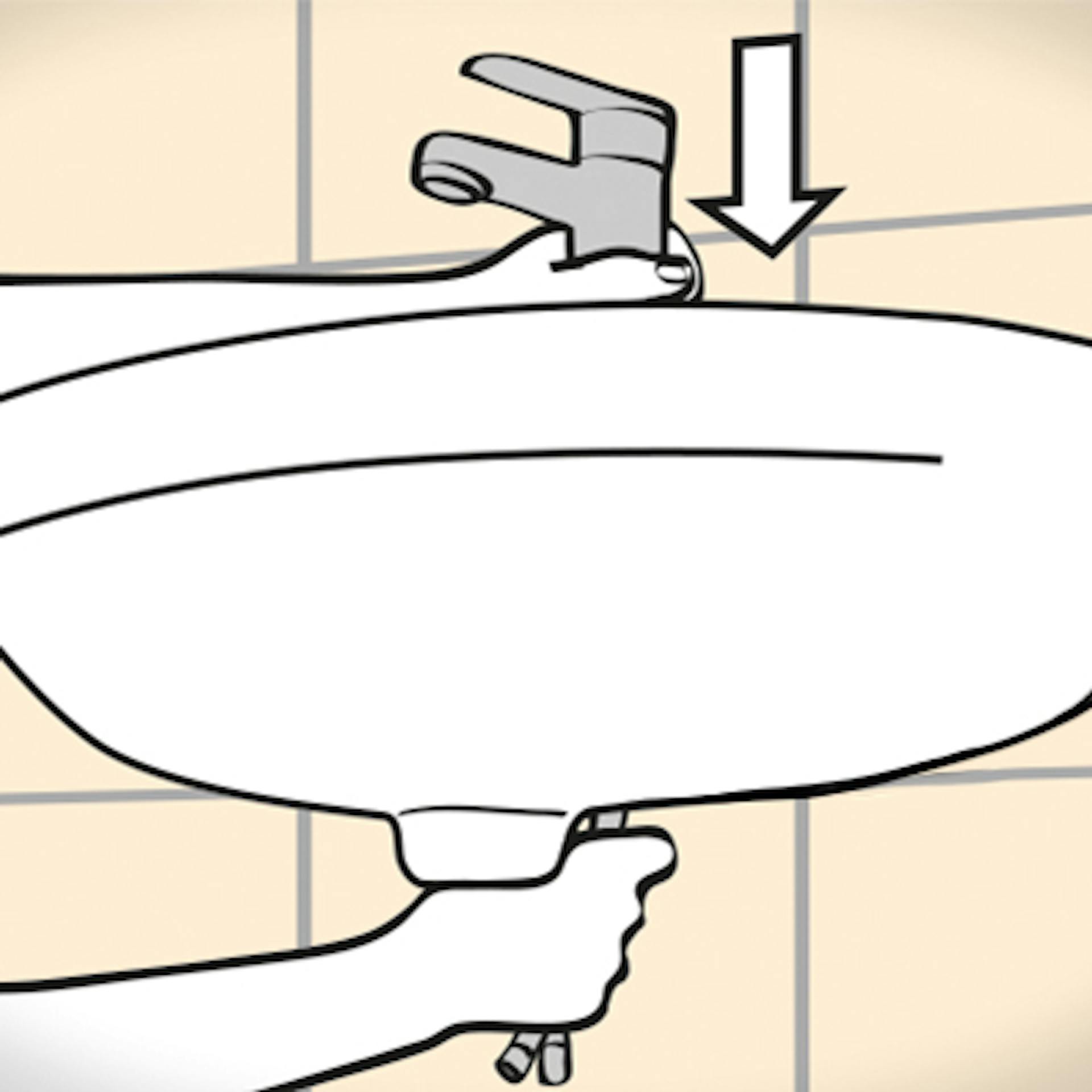 Heimwerker montiert Armatur am Waschbecken.