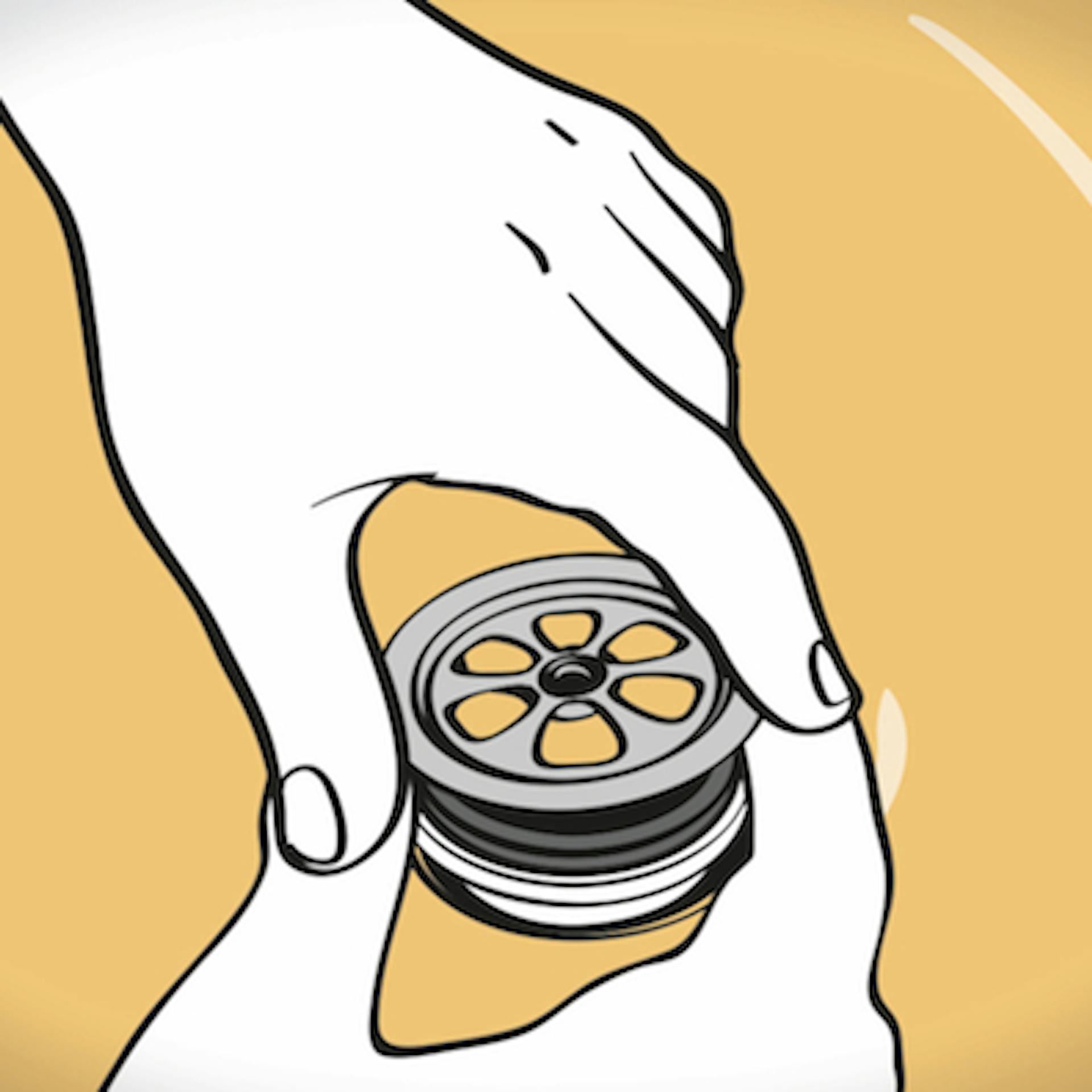 Hand bringt Ablaufventilkelch an Abfluss an