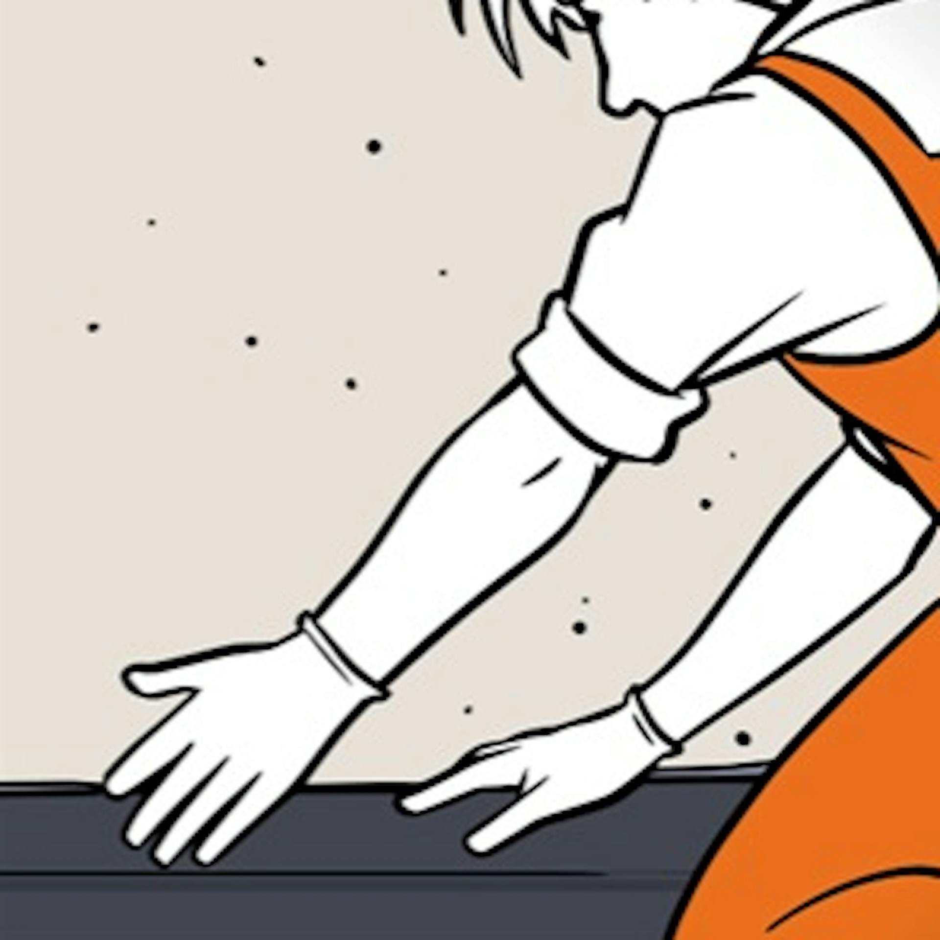 Heimwerker dichtet den Wandabschluss des Balkons mit Dichtungsmasse ab.