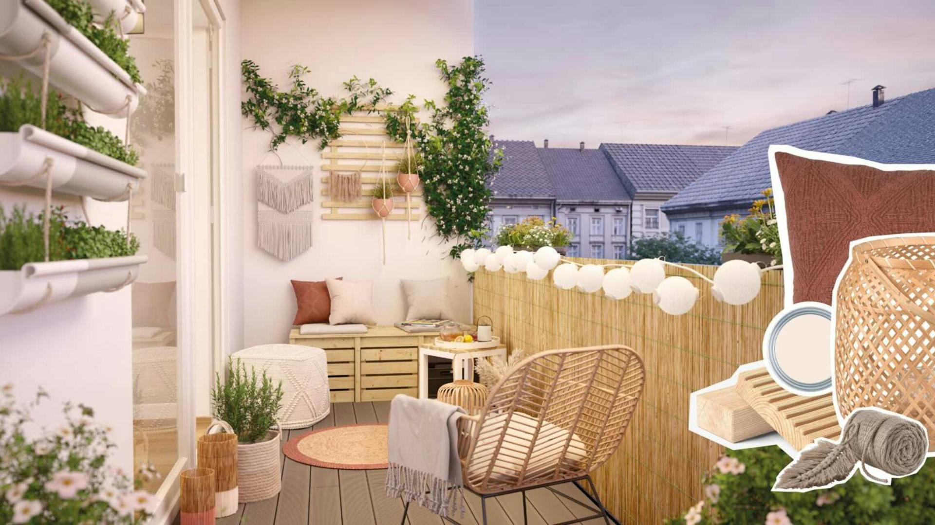 Balkon im Boho Stil.