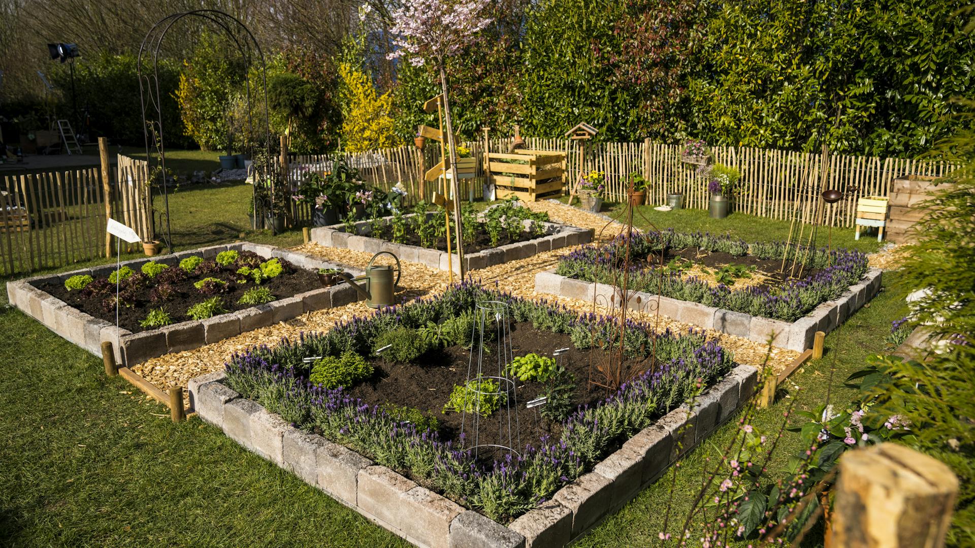Verschiedene Beete in Bauerngarten.