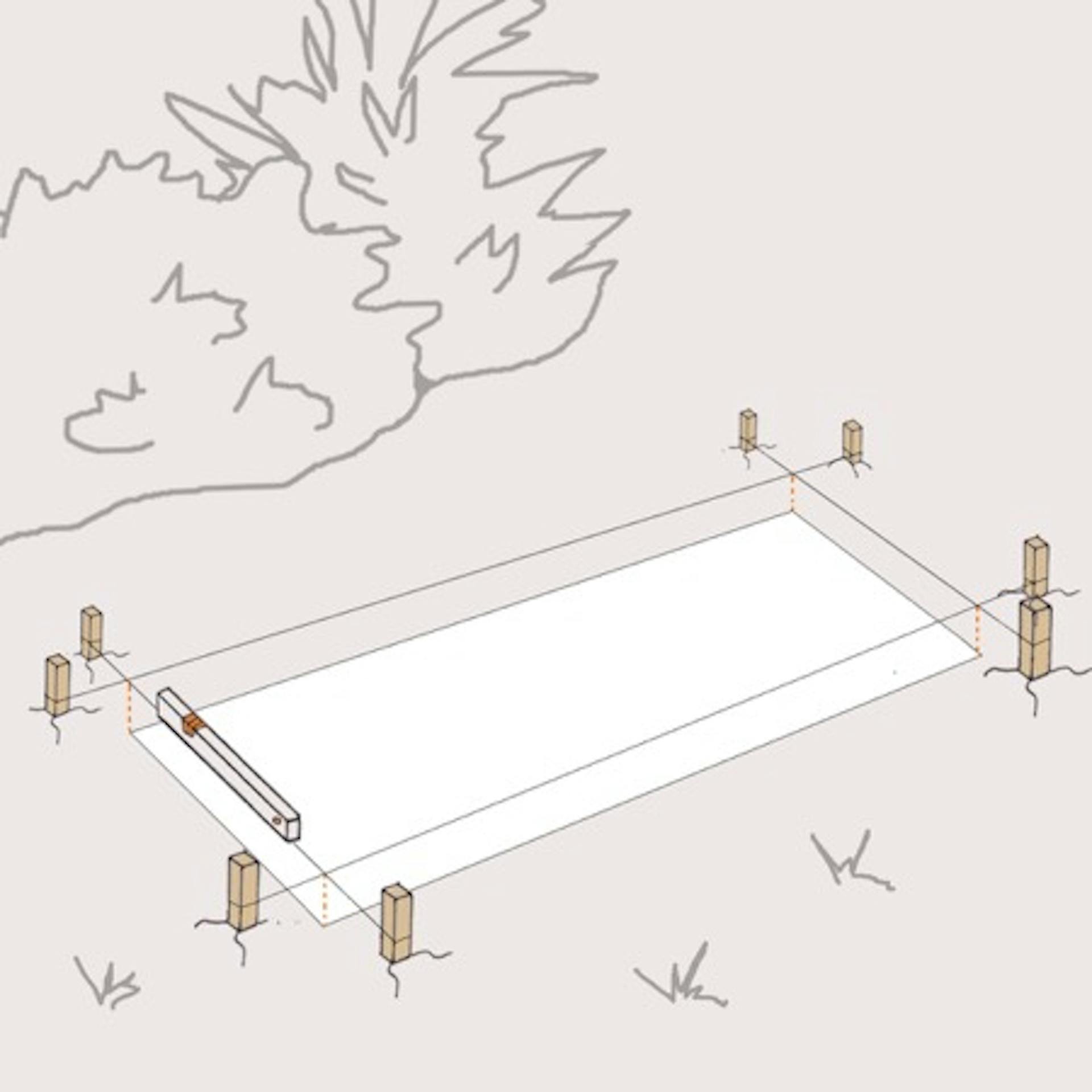 Abgesteckter Bereich für das Hochbeet