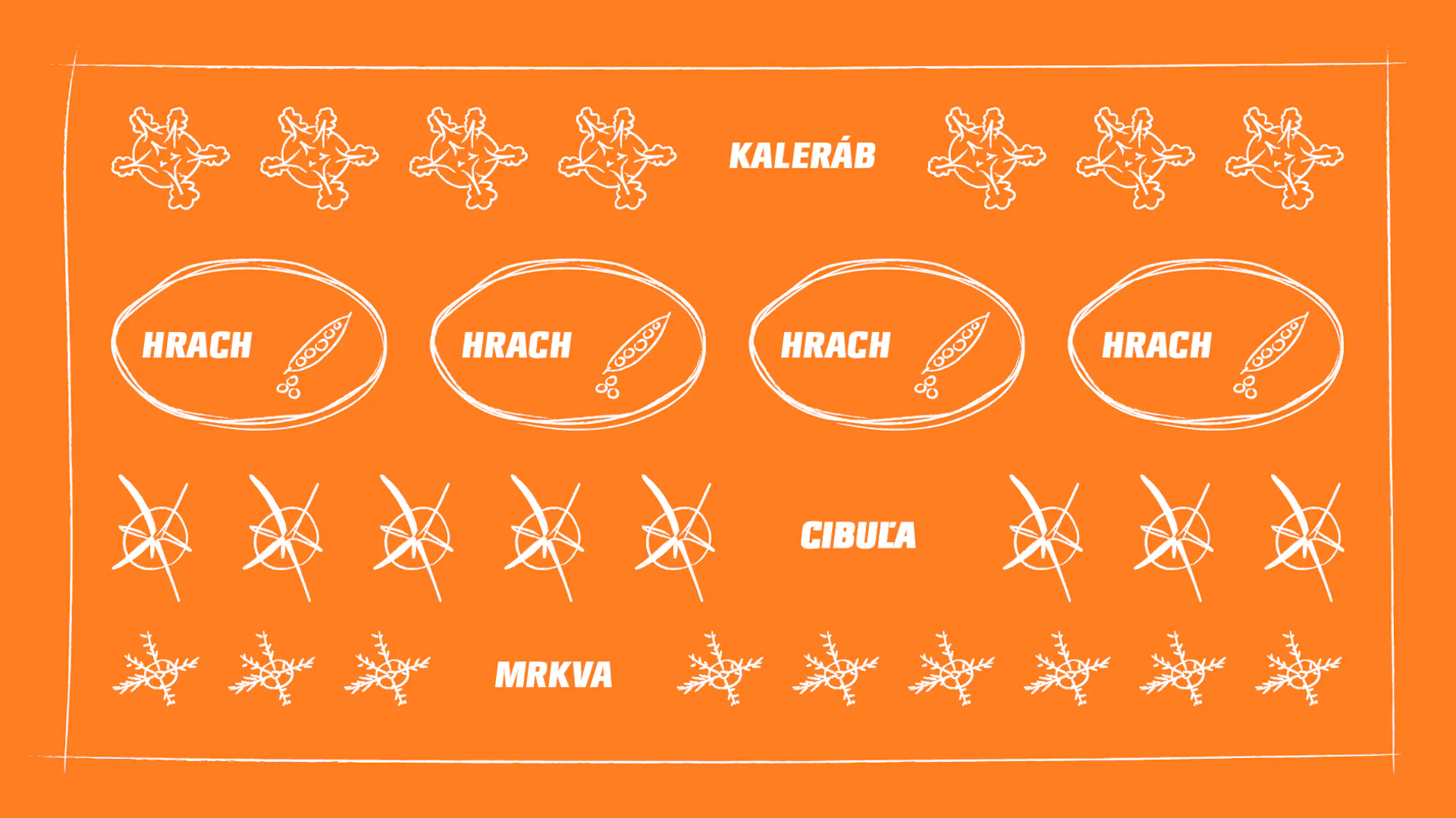 Prehľadná schéma spoločného pestovania kalerábu, hrachu, cibule a mrkvy