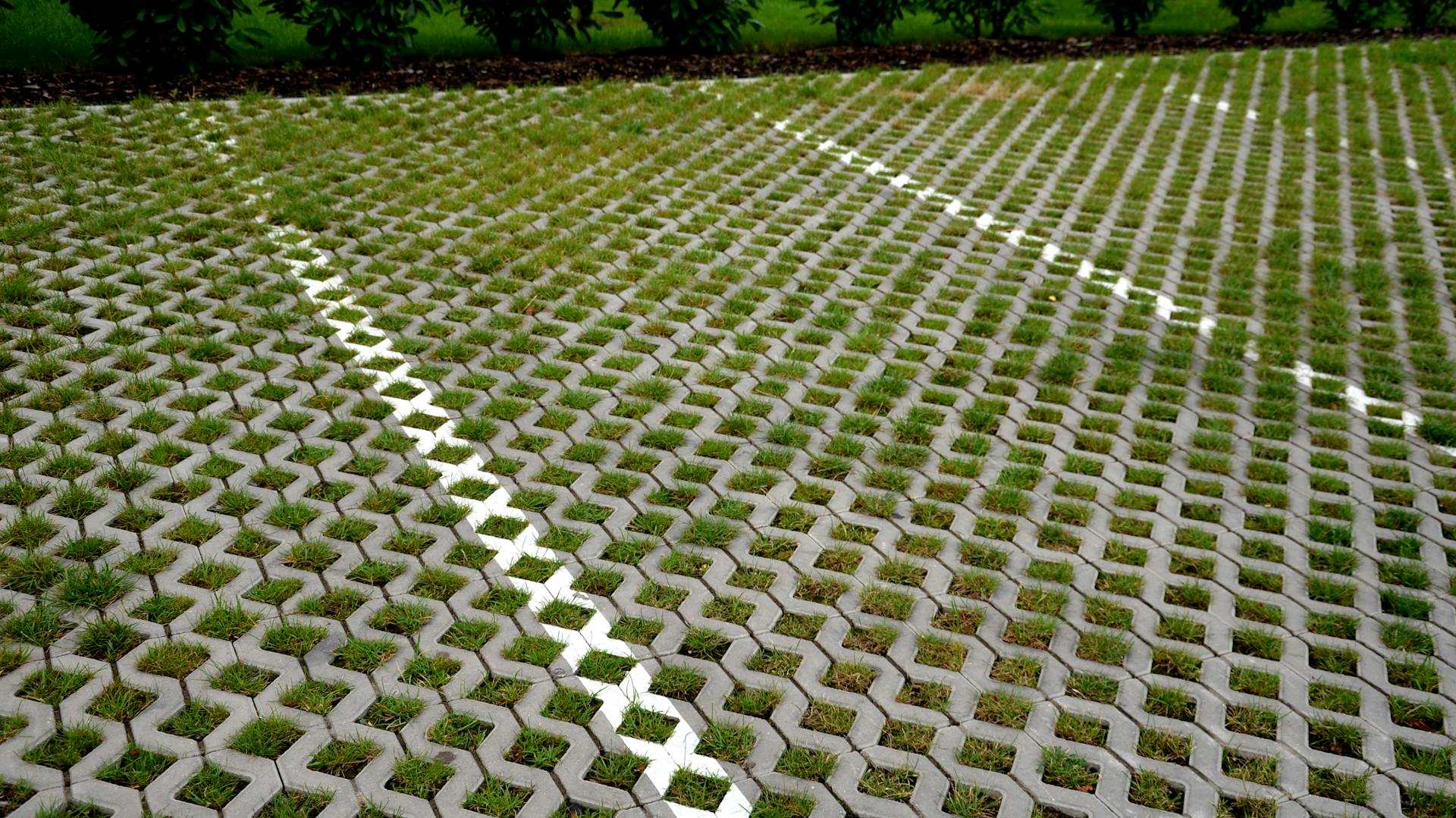 Zatrávňovacie tvárnice z betónu ako parkovacia plocha