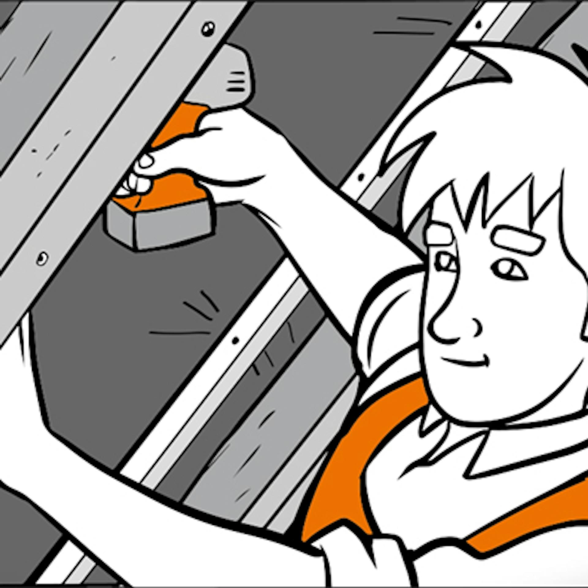 Heimwerker bringt Unterspannfolie für die Dachdämmung mit Tacker an.