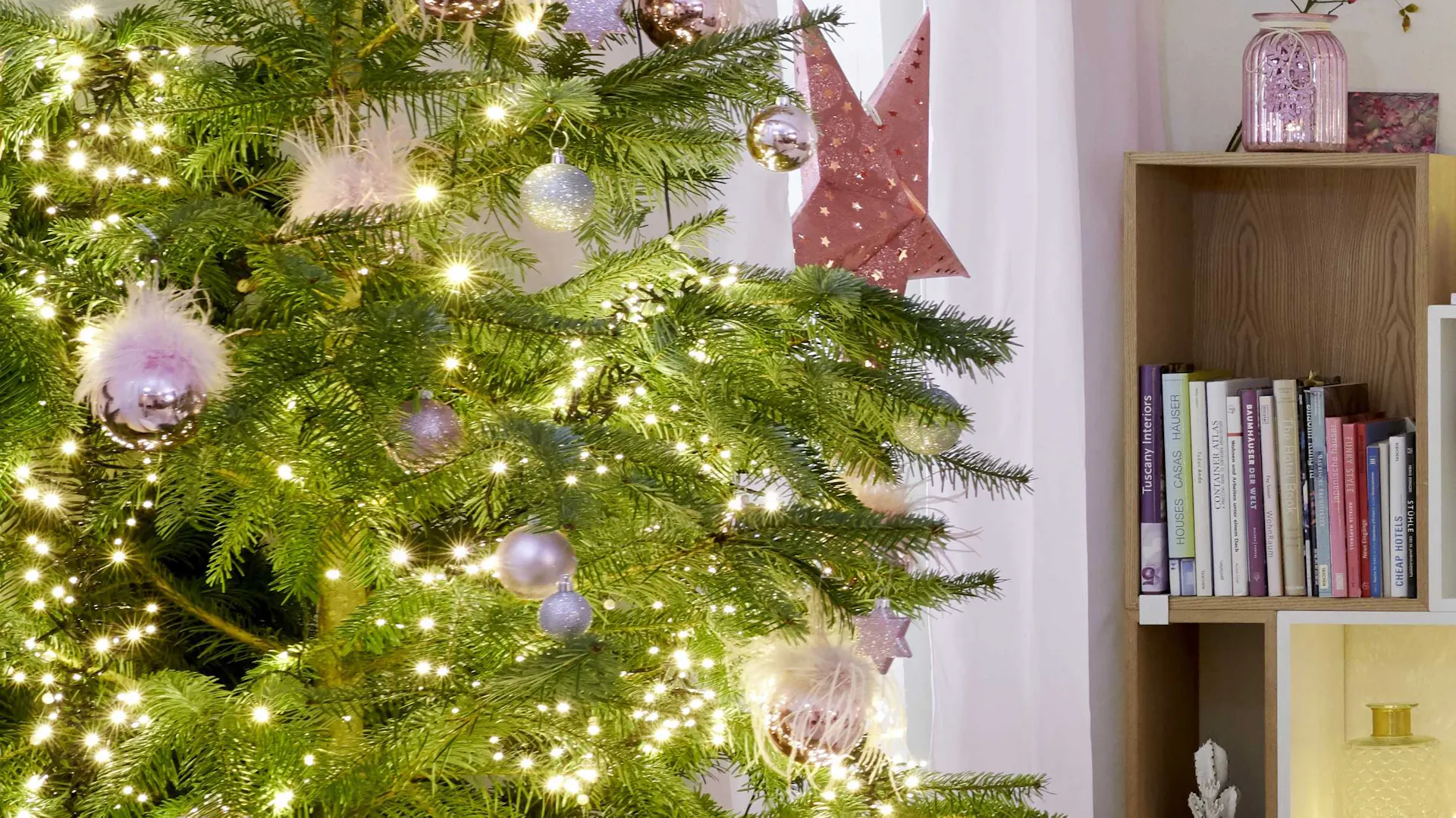 Albero Di Natale Rosa Cipria E Argento