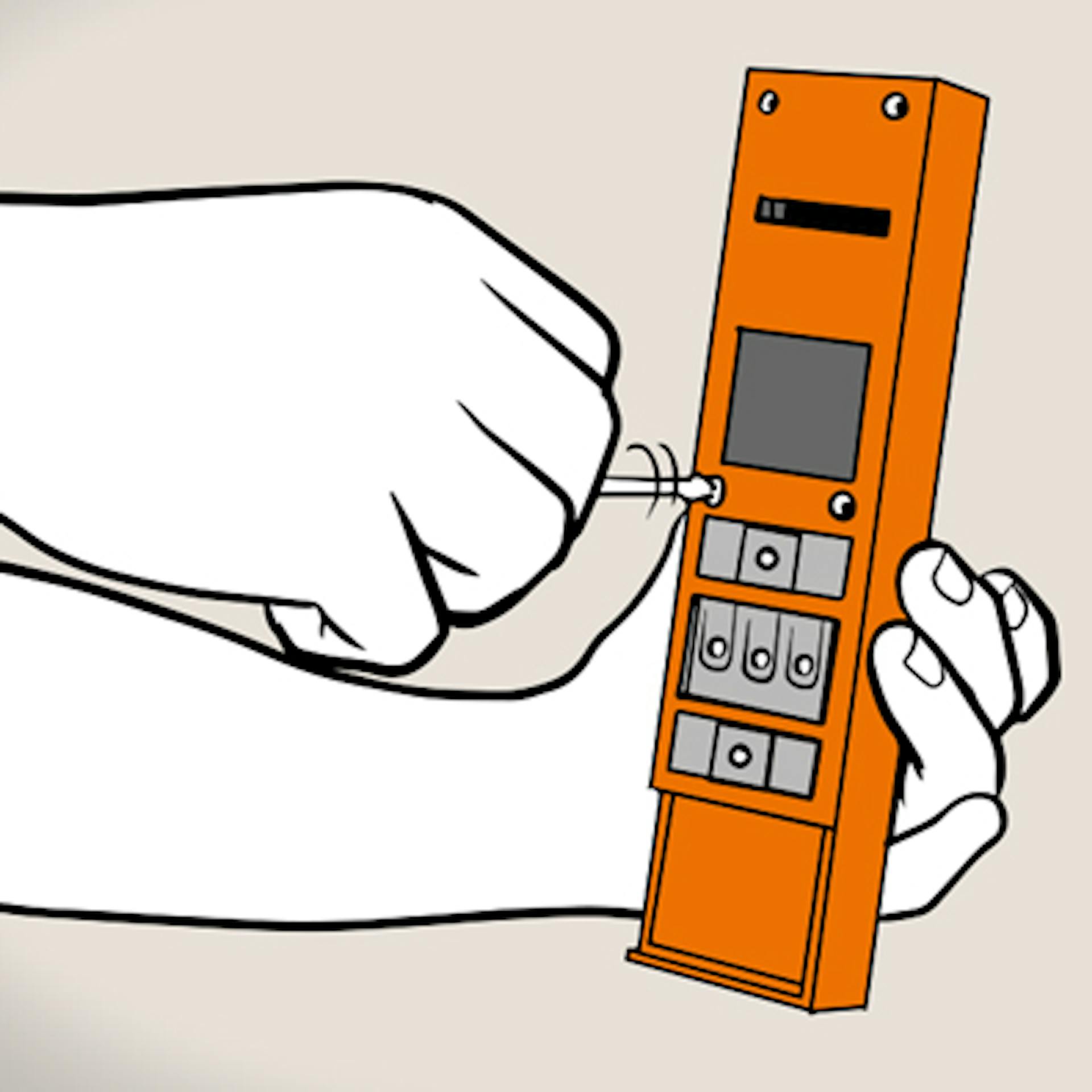 Heimwerker baut elektrischen Gurtwickler zusammen.