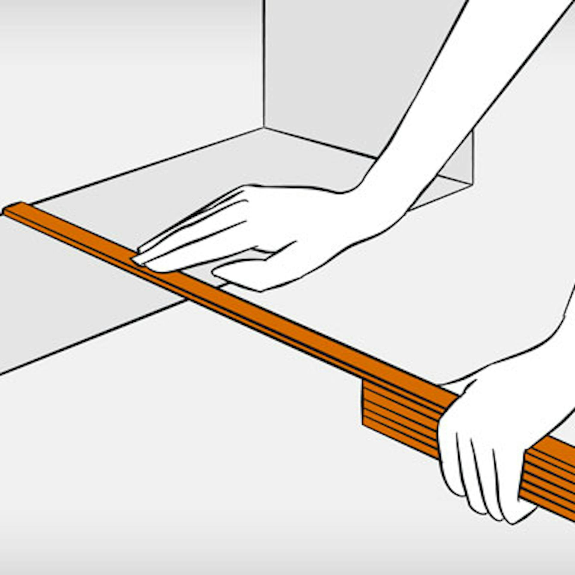 Fensterbank einbauen und mit Metermaß Fensterbank ausmessen.