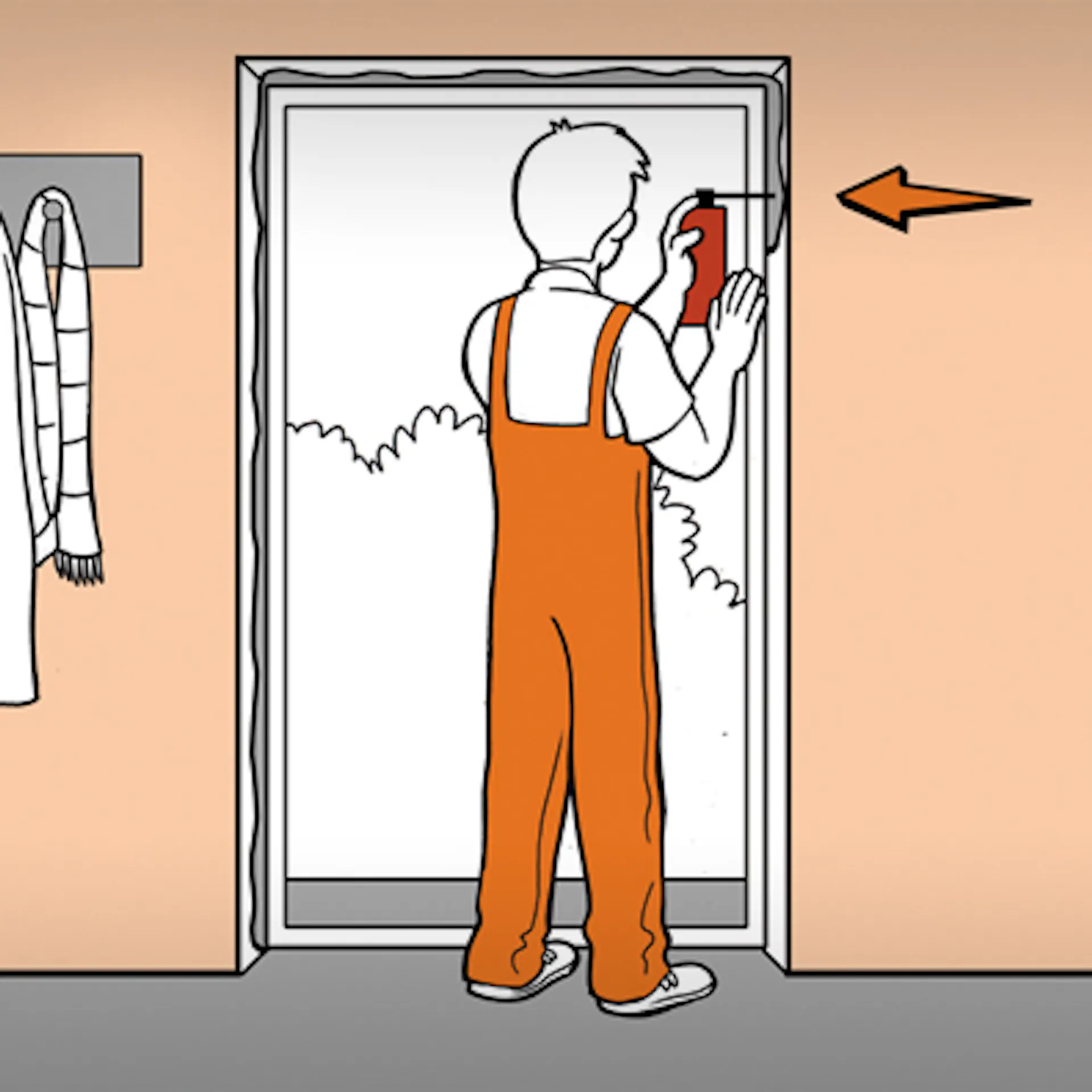 Kutil vypění spáru mezi otvorem a rámem nových vchodových dveří izolační pěnou.