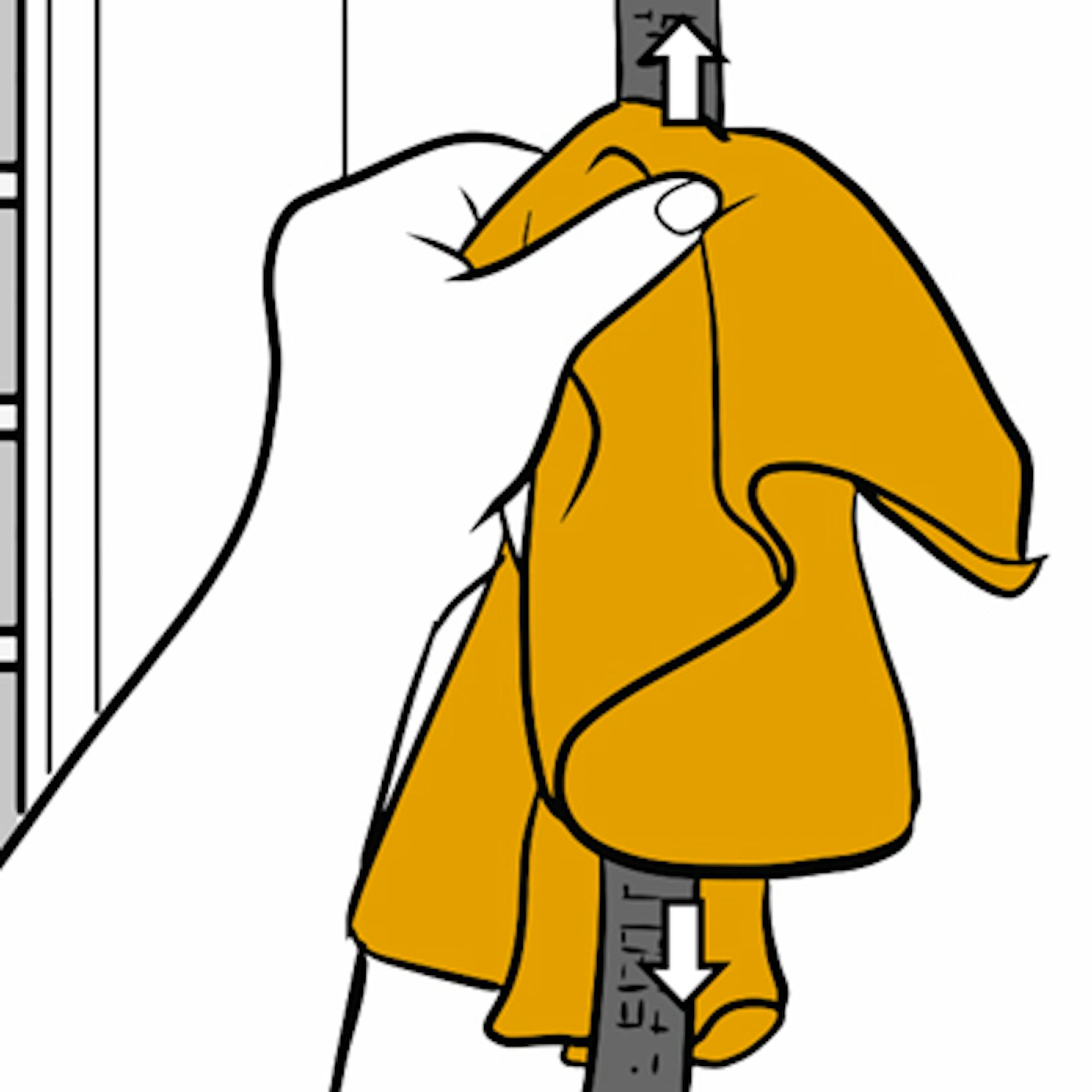 Cinghia per tapparelle viene pulita con un panno in microfibra.