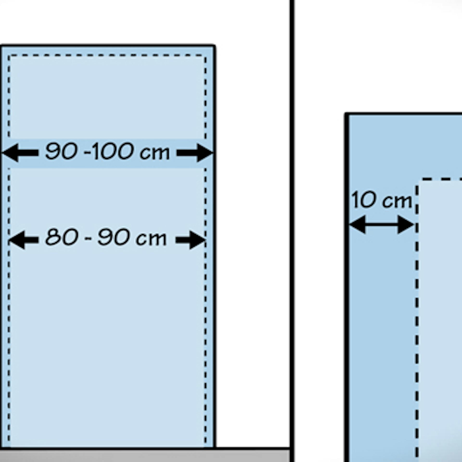 Zeichnung mit Maßen für die Schiebetür.