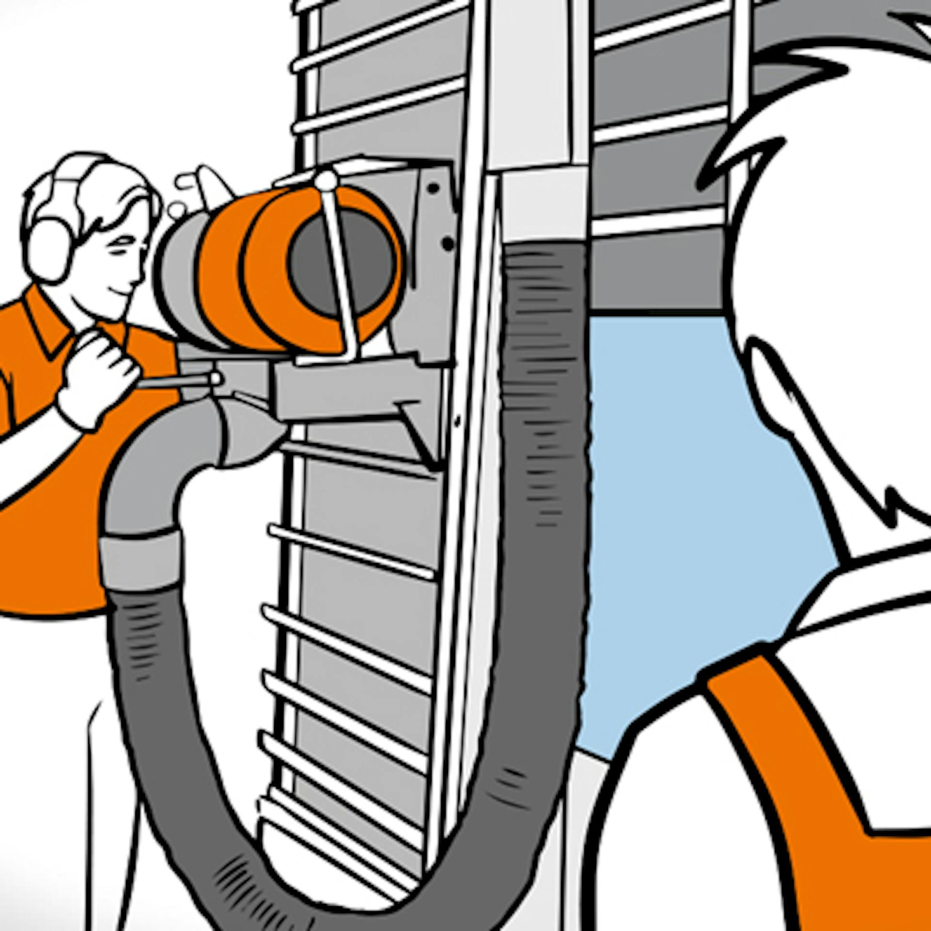 OBI Mitarbeiter schneidet für Heimwerker Schiebetür passend zu.