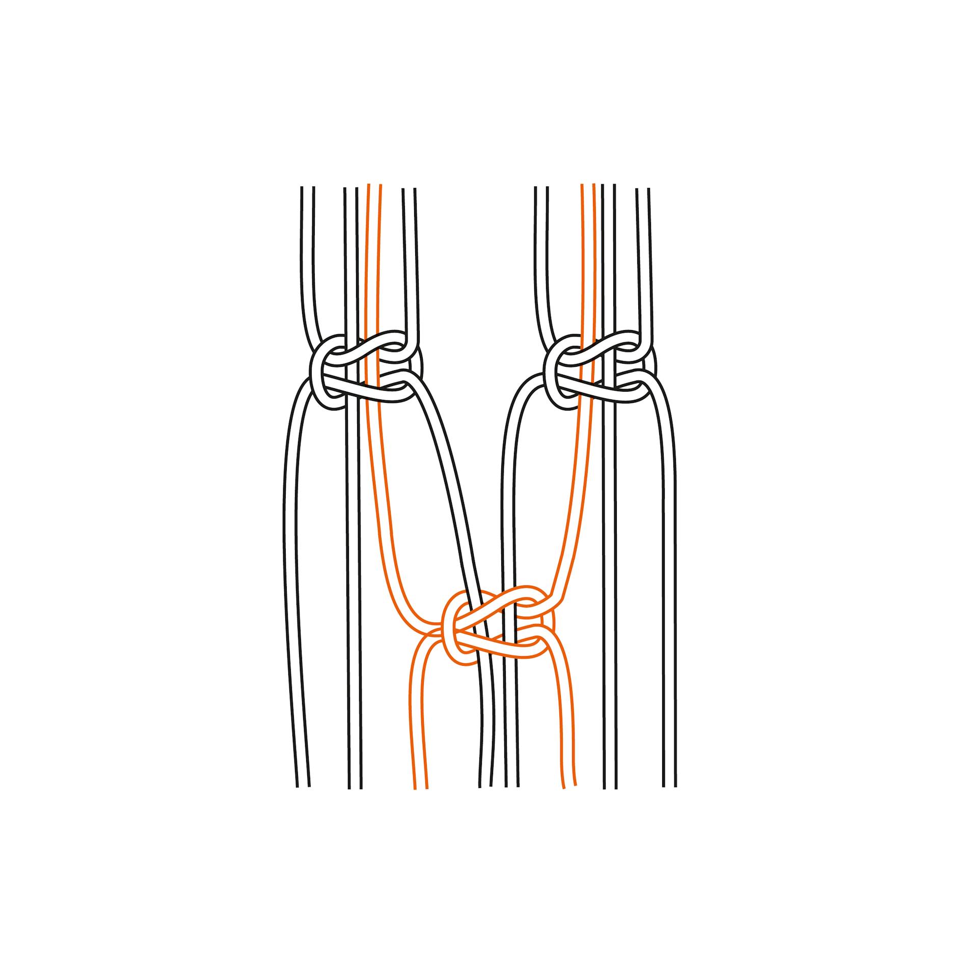 Keresztcsomók összekötését bemutató ábra