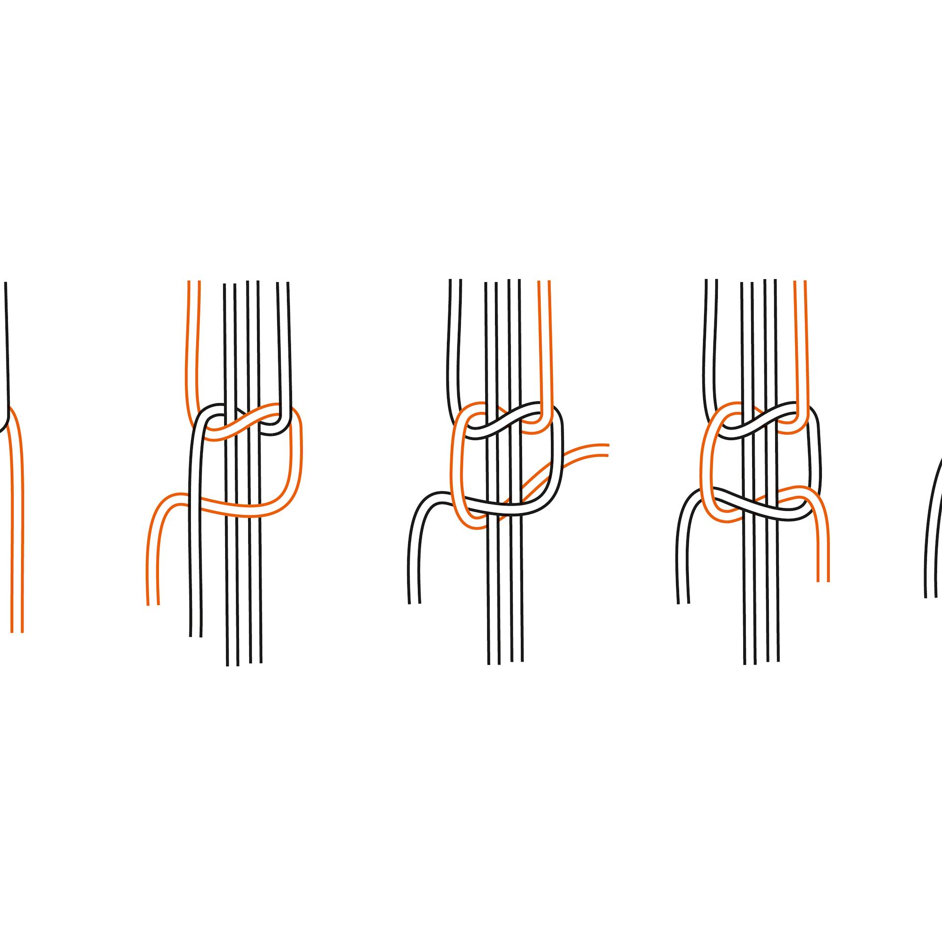 Keresztcsomó készítését bemutató ábra