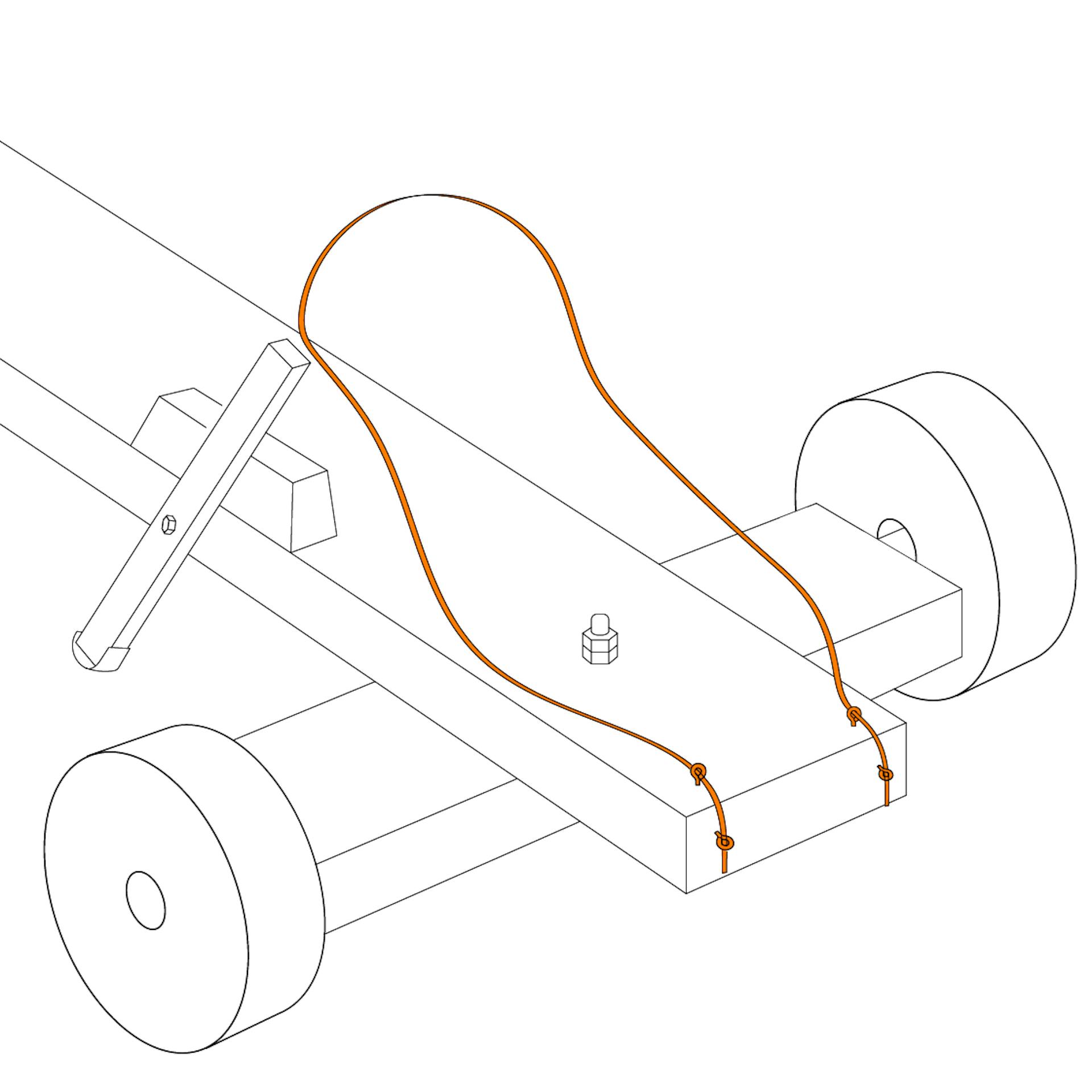 Illustration zeigt die Lenkung einer Seifenkiste