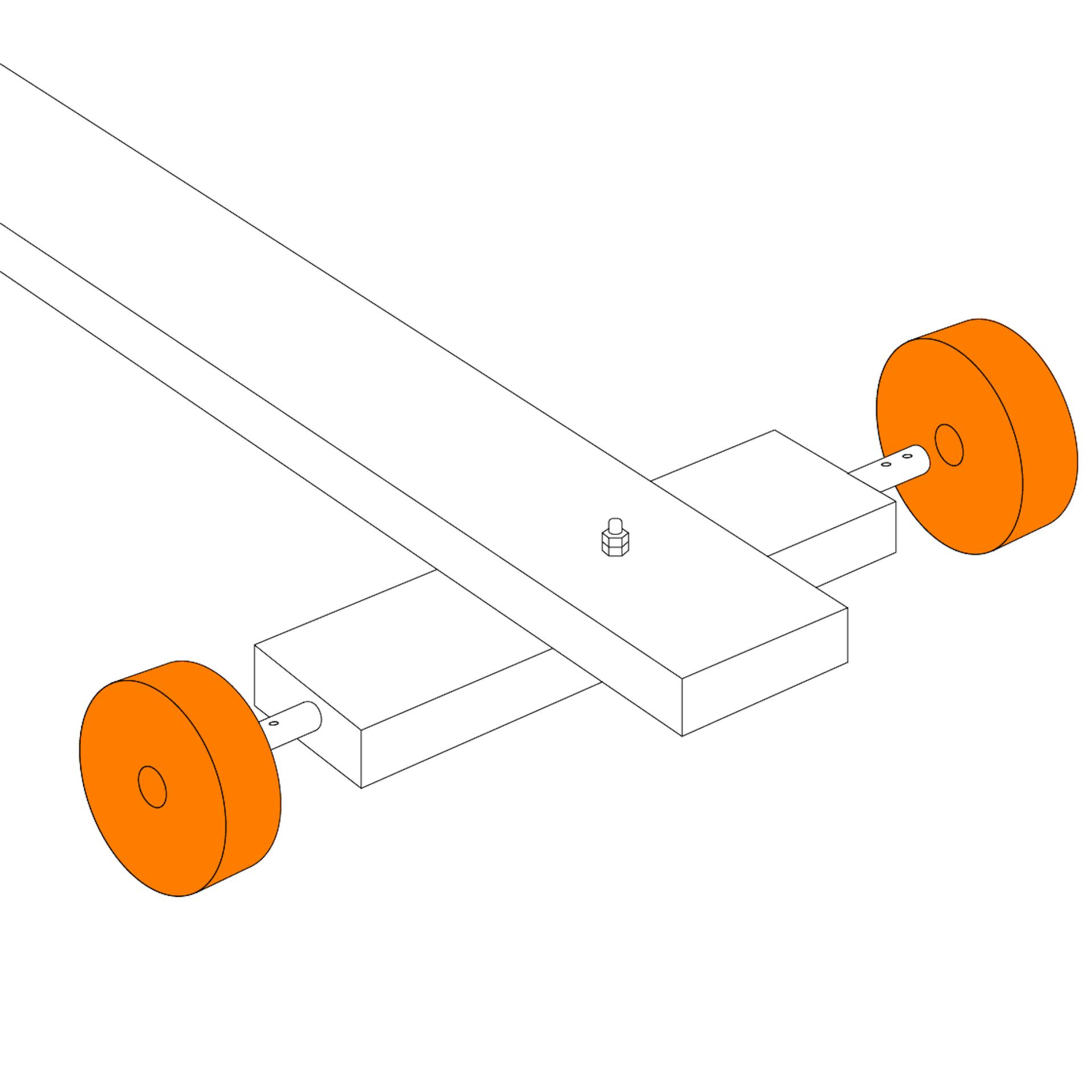 Räder werden an einer Seifenkiste befestigt