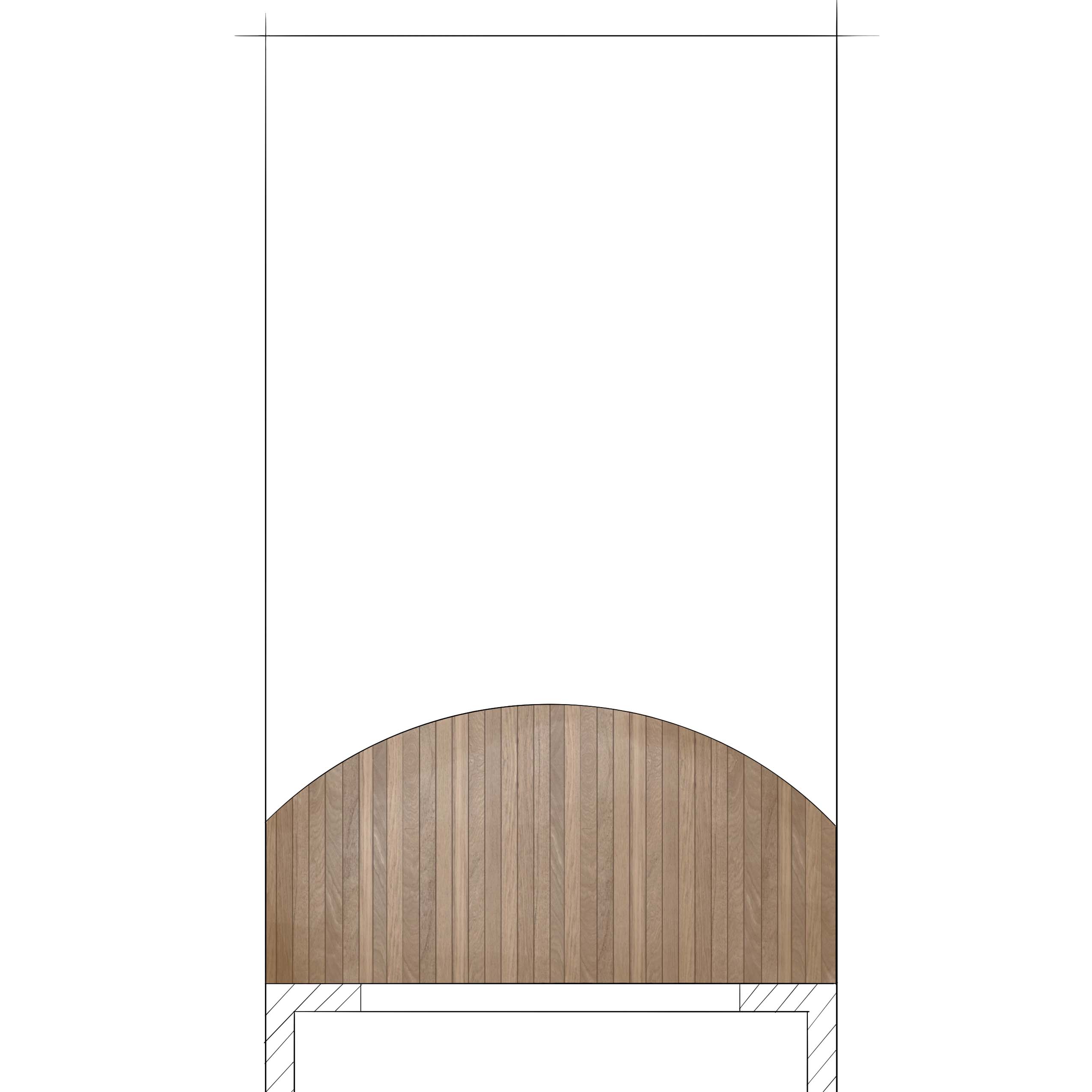 Skizze einer Gartenplanung mit einer runden Holzterrasse