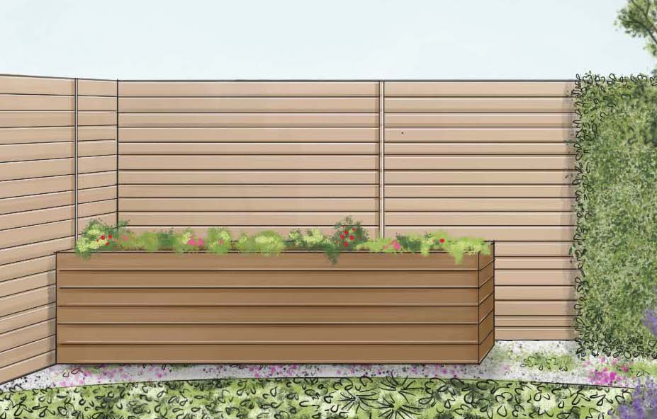 Természetes kert vázlata egy vizes elemmel